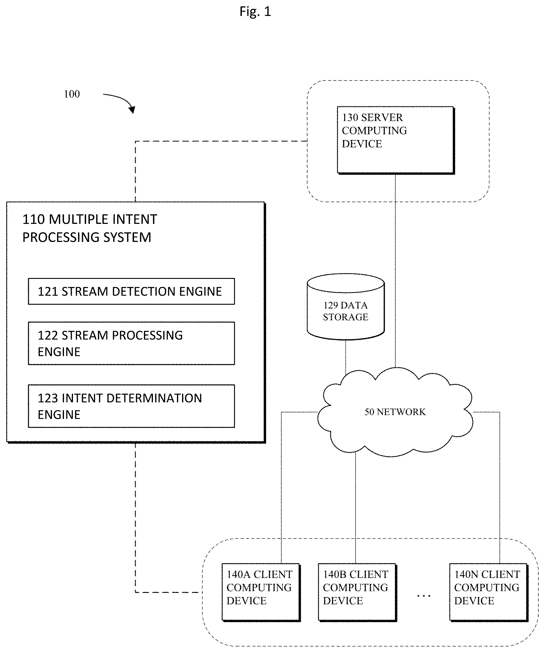 Patent US11776560 Figure 1 – Processing multiple intents from an audio stream in a virtual reality application