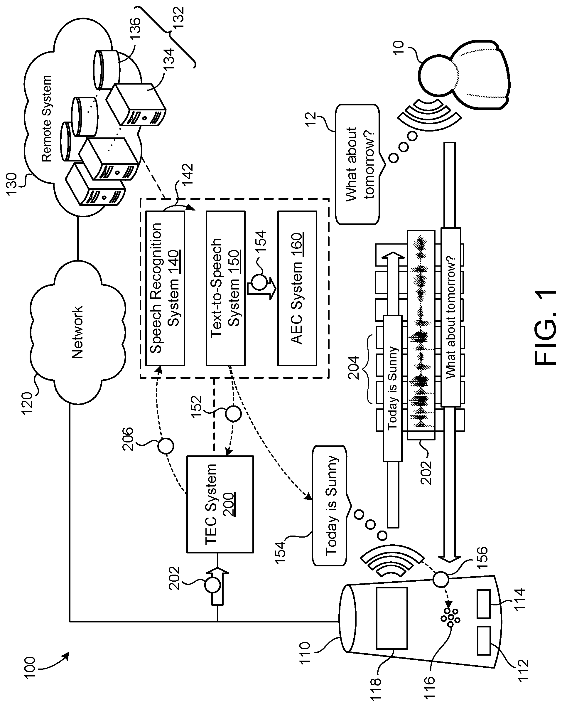 Patent US11776563 Figure 1 – Textual echo cancellation