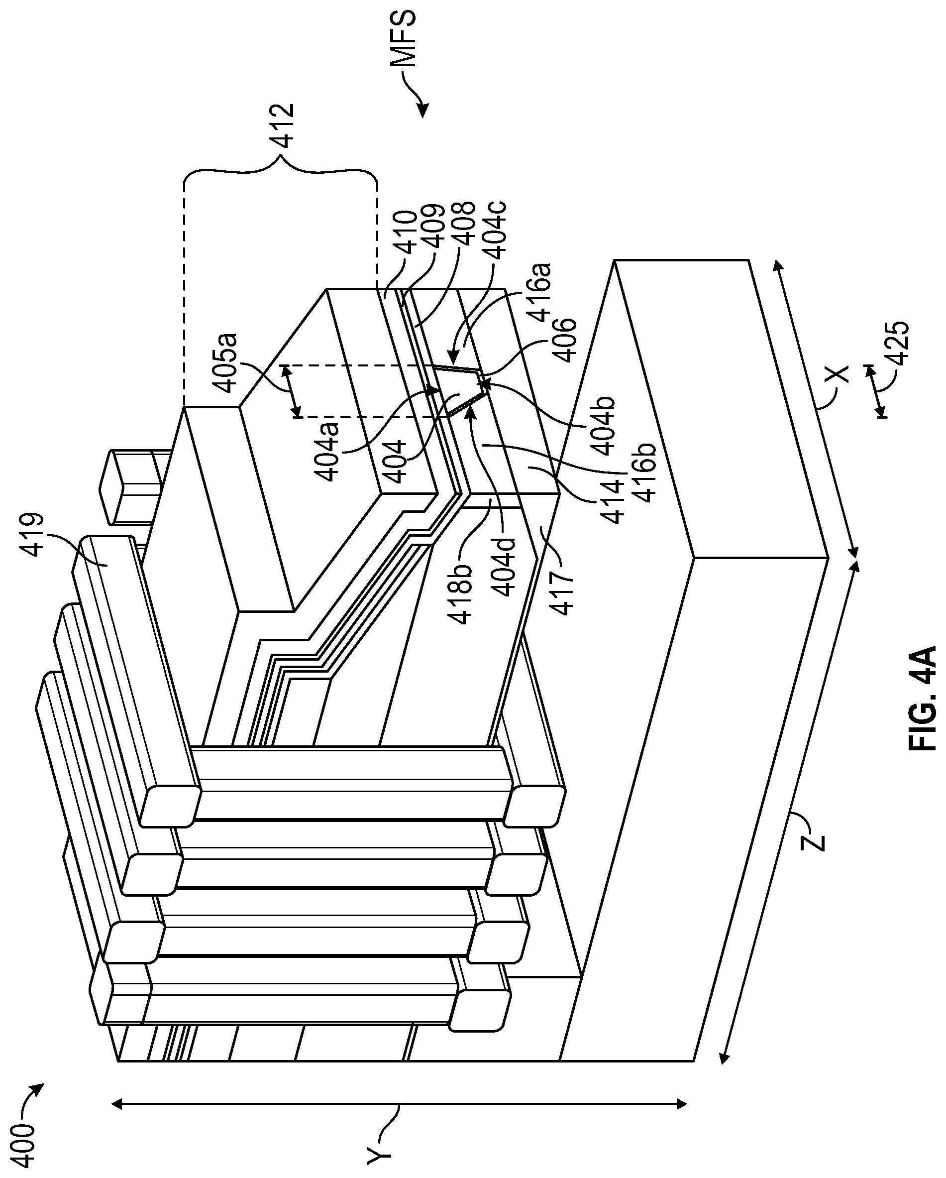 Patent US11776565 Figure 7 – Tape head with side-shielded writers and process for making same