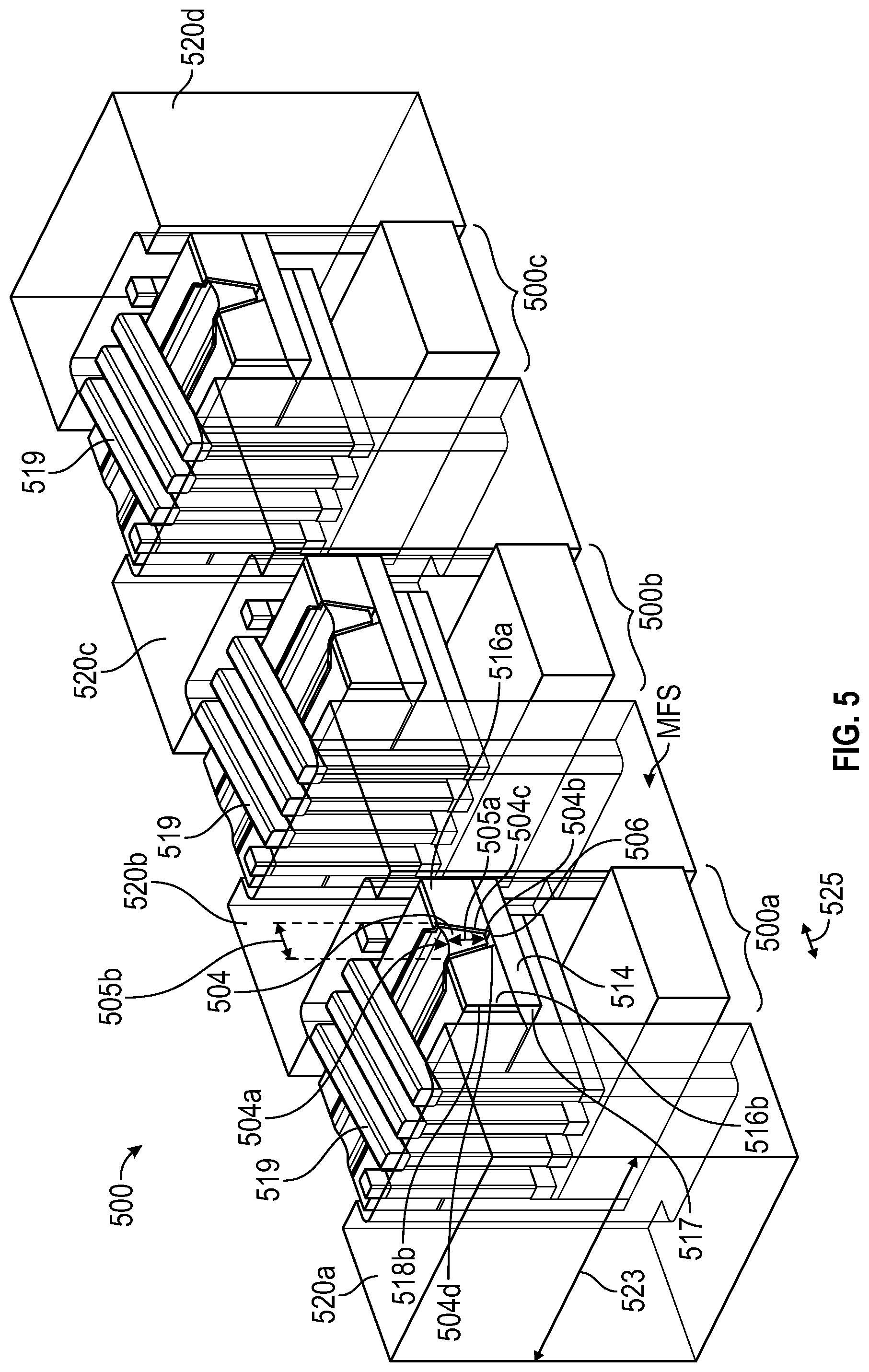 Patent US11776565 Figure 9 – Tape head with side-shielded writers and process for making same