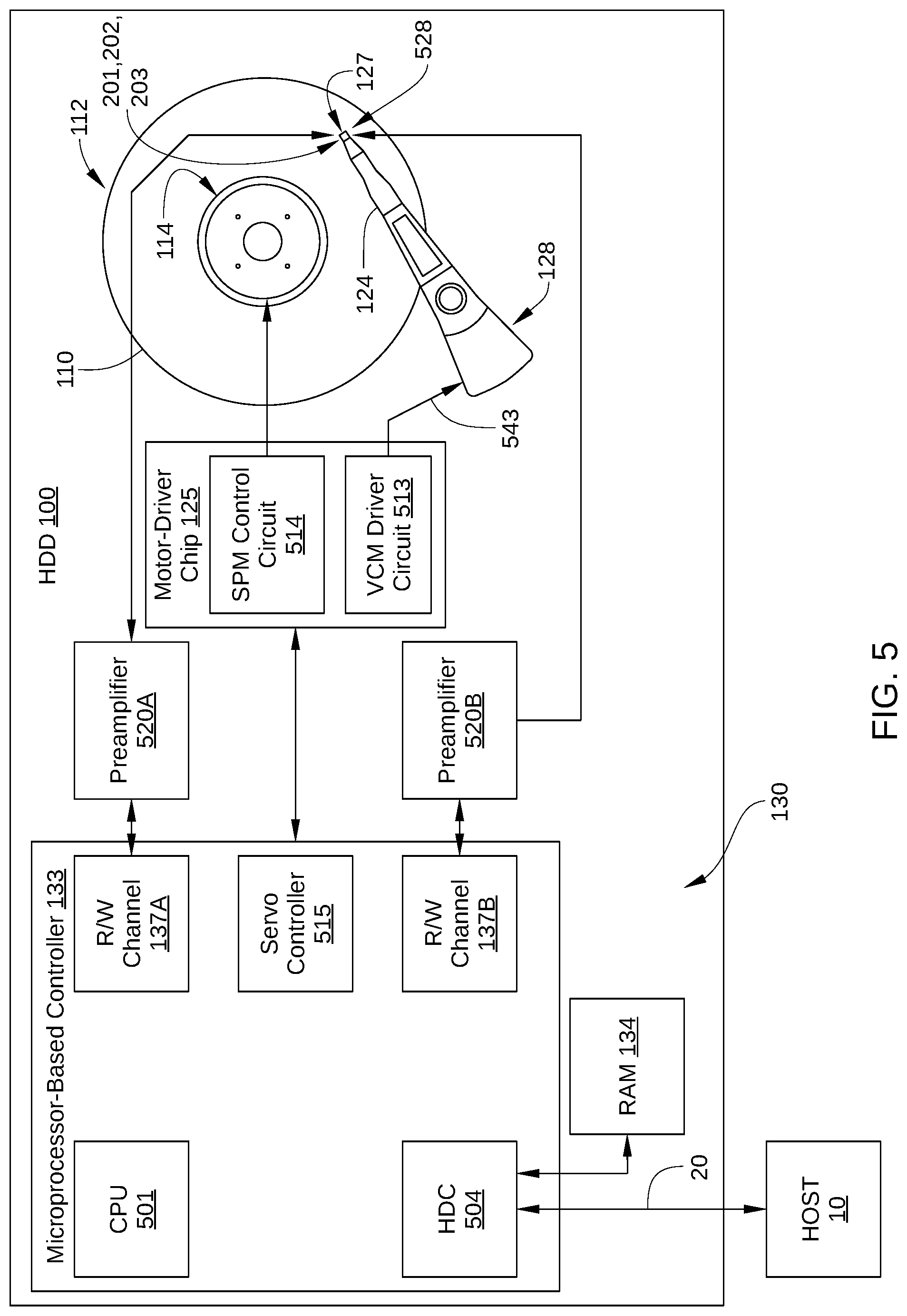Patent US11776570 Figure 5 – Reducing non-coherent repeatable runout in two-dimensional magnetic recording disk drives