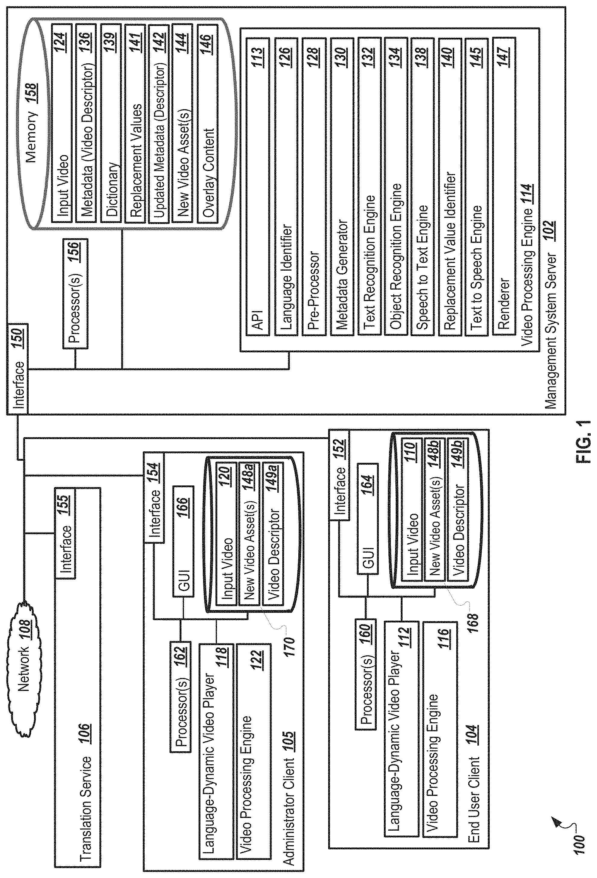 Patent US11776578 — Automatic modification of values of content elements in a video — Figure 1