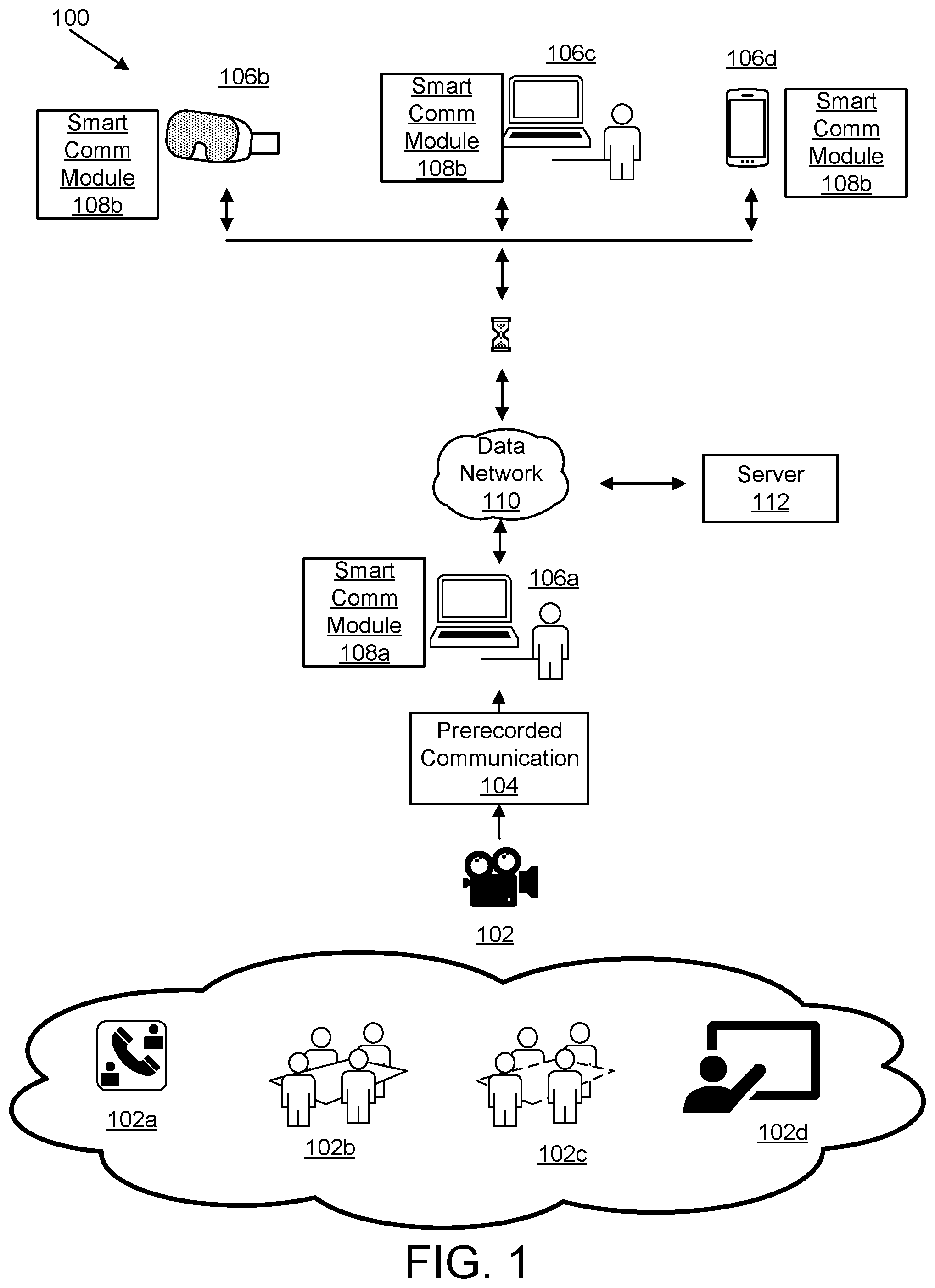 Patent US11776581 Figure 1 – Smart communications within prerecorded content