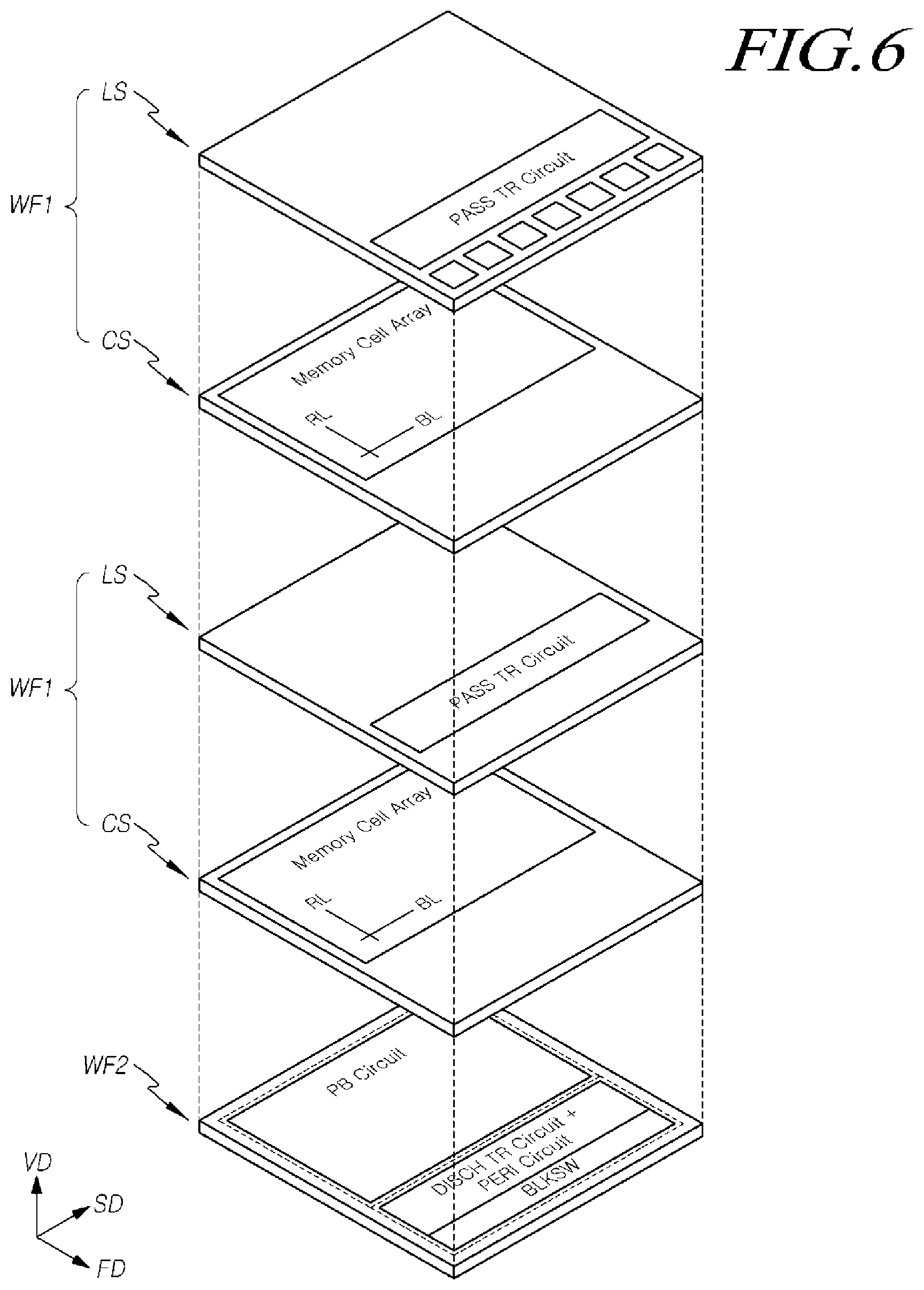 Patent US11776585 Figure 6 – Memory device including a pass transistor circuit and a discharge transistor circuit