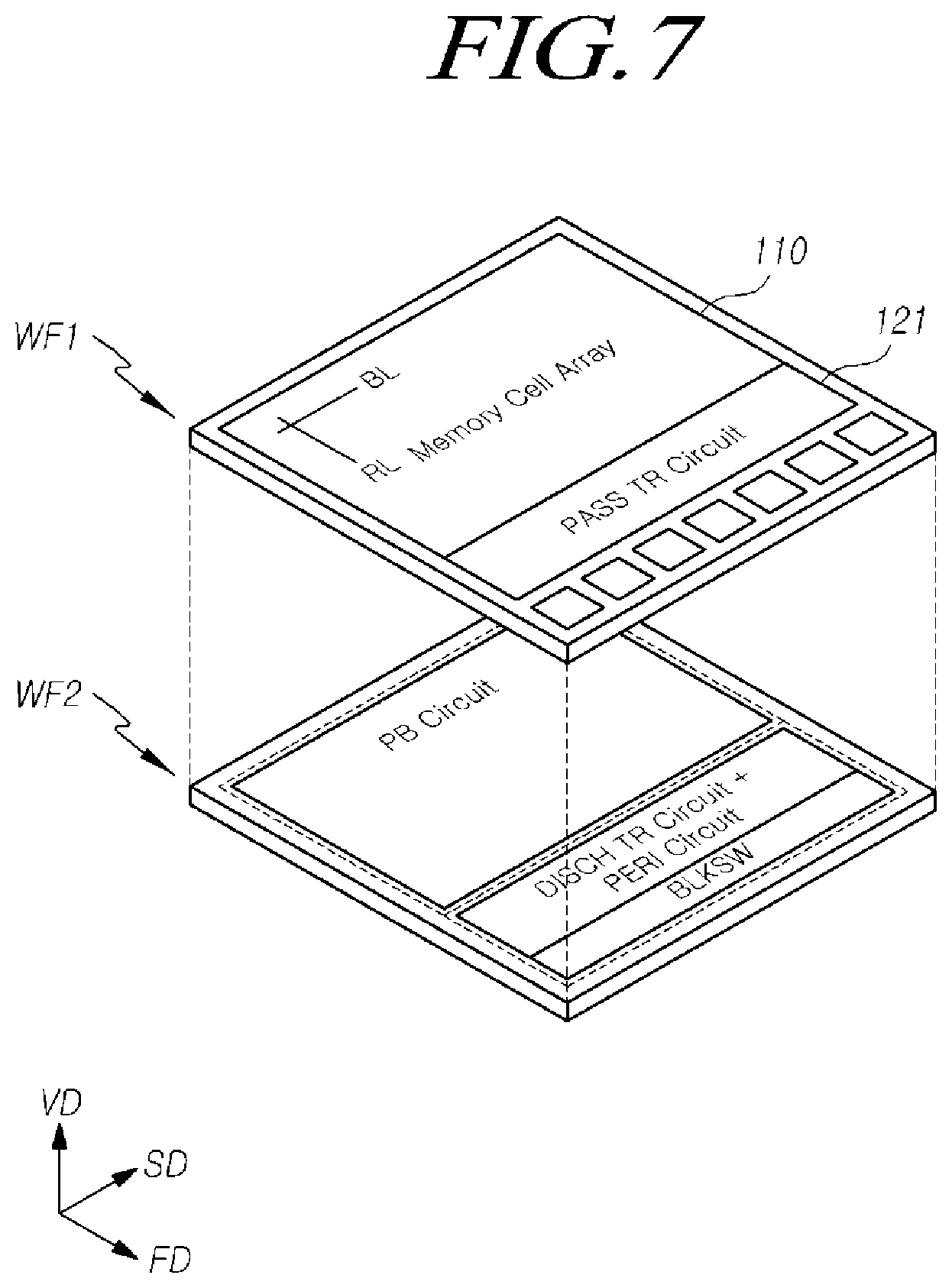 Patent US11776585 Figure 7 – Memory device including a pass transistor circuit and a discharge transistor circuit