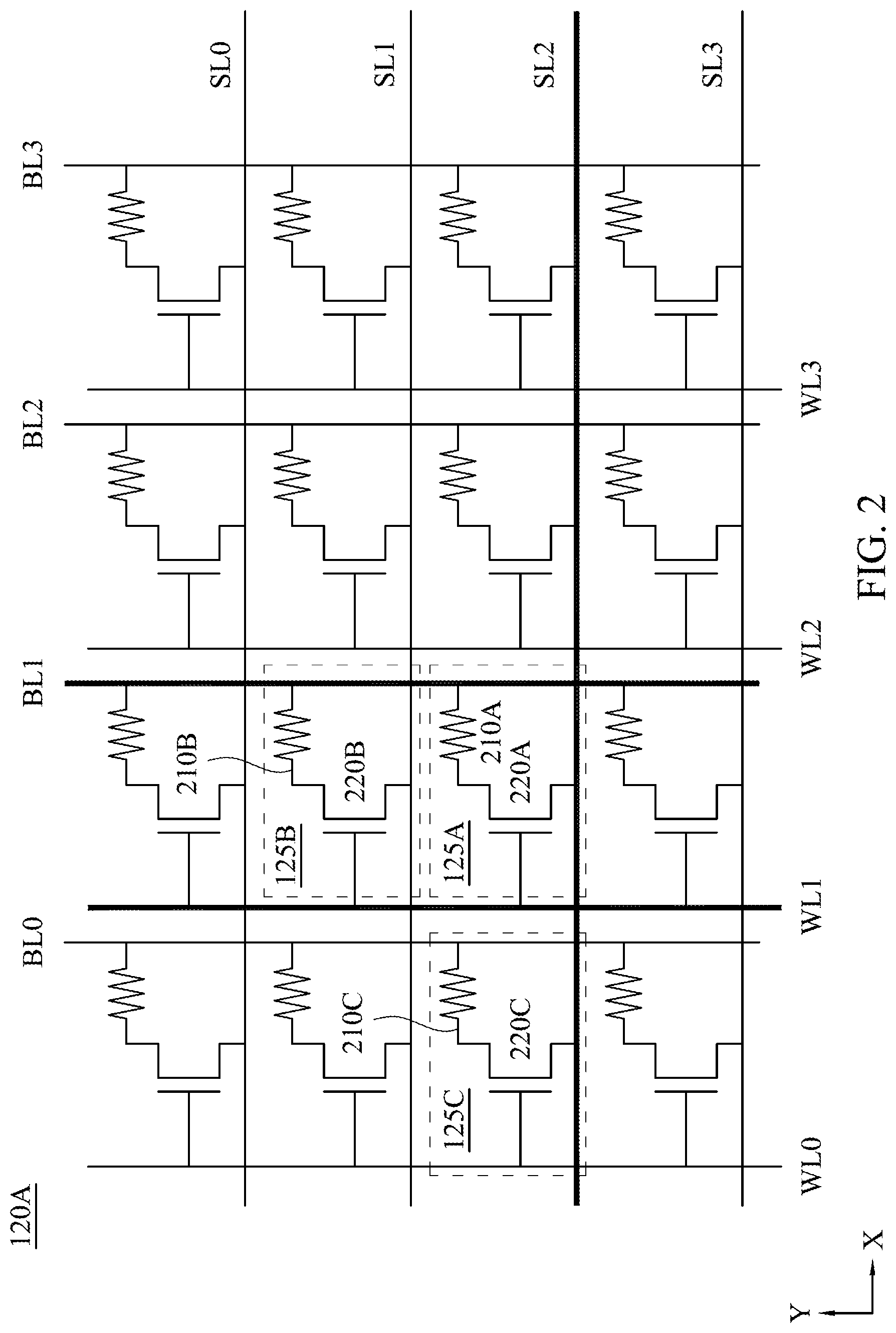 Patent US11776595 Figure 2 – Memory device with source line control