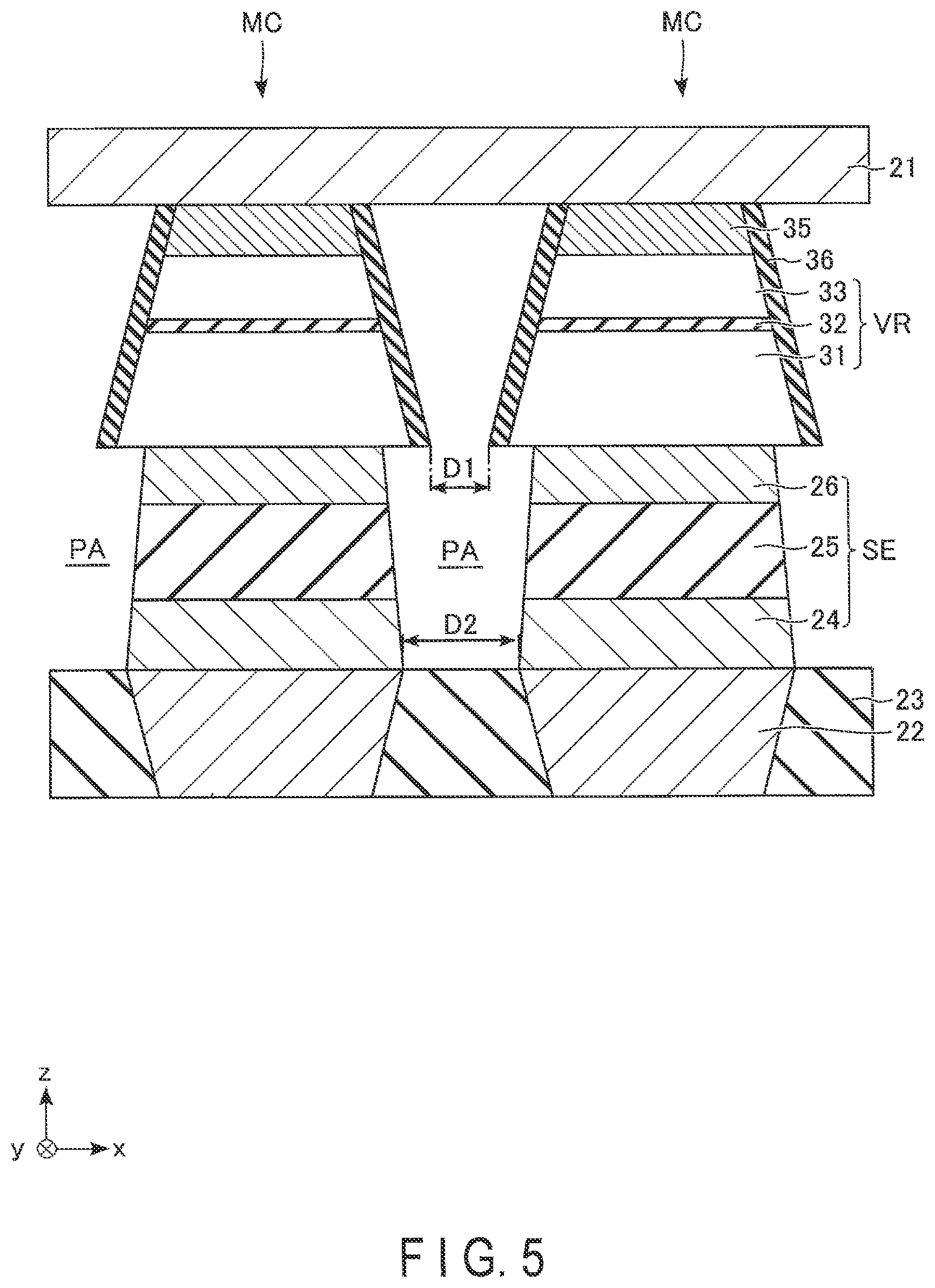 Patent US11776603 Figure 5 – Magnetoresistance memory device and method of manufacturing magnetoresistance memory device