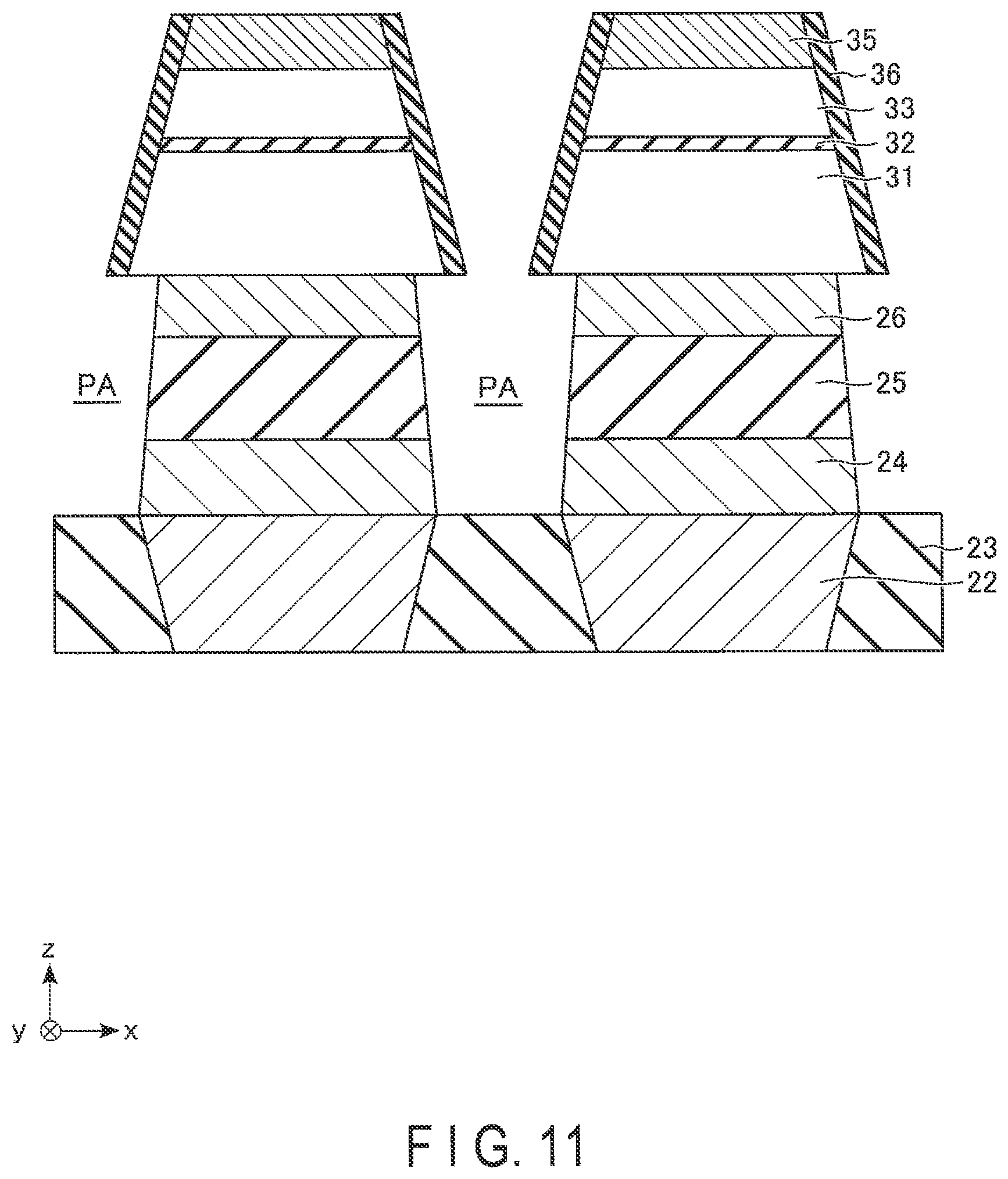 Patent US11776603 Figure 11 – Magnetoresistance memory device and method of manufacturing magnetoresistance memory device