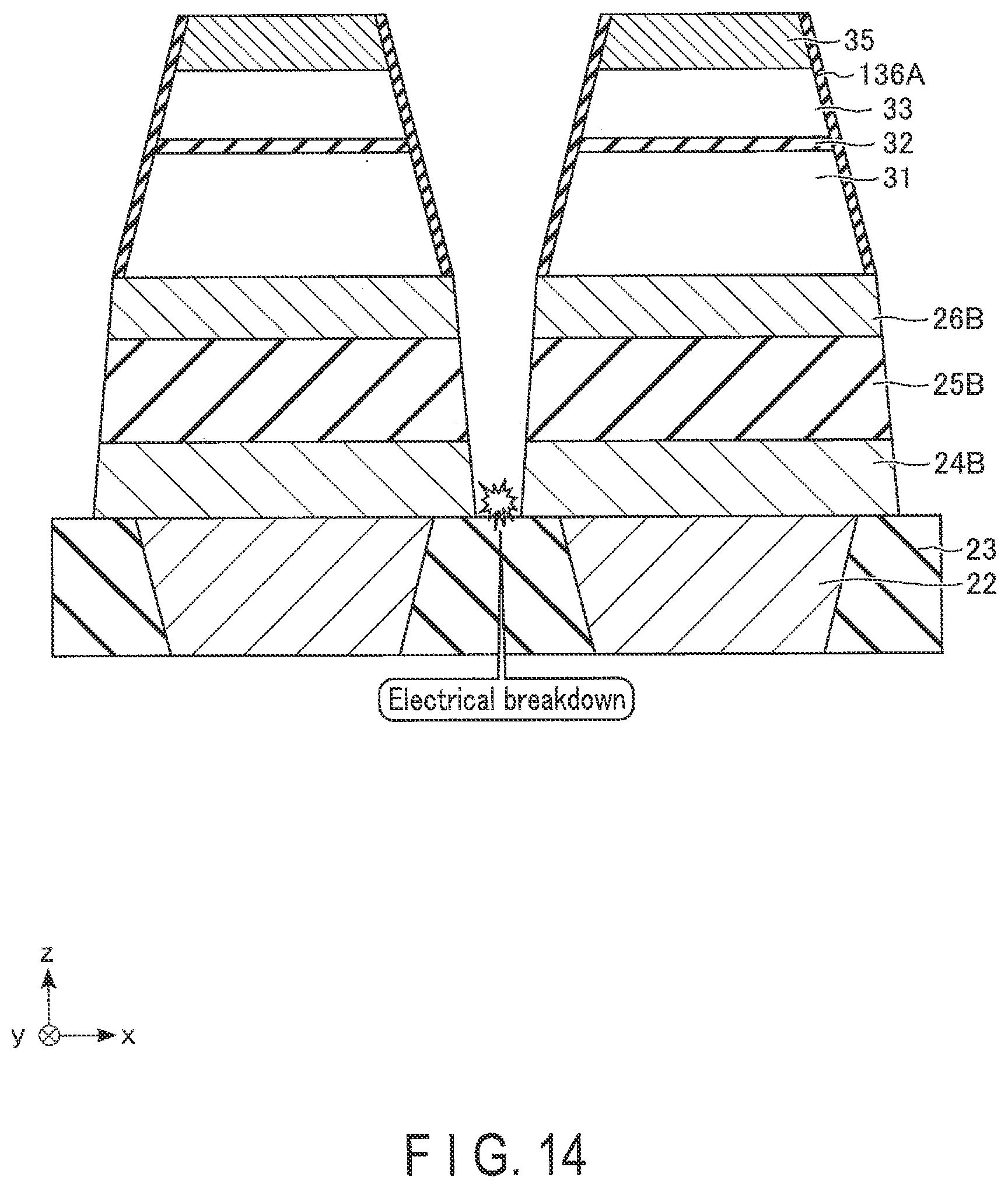 Patent US11776603 Figure 14 – Magnetoresistance memory device and method of manufacturing magnetoresistance memory device