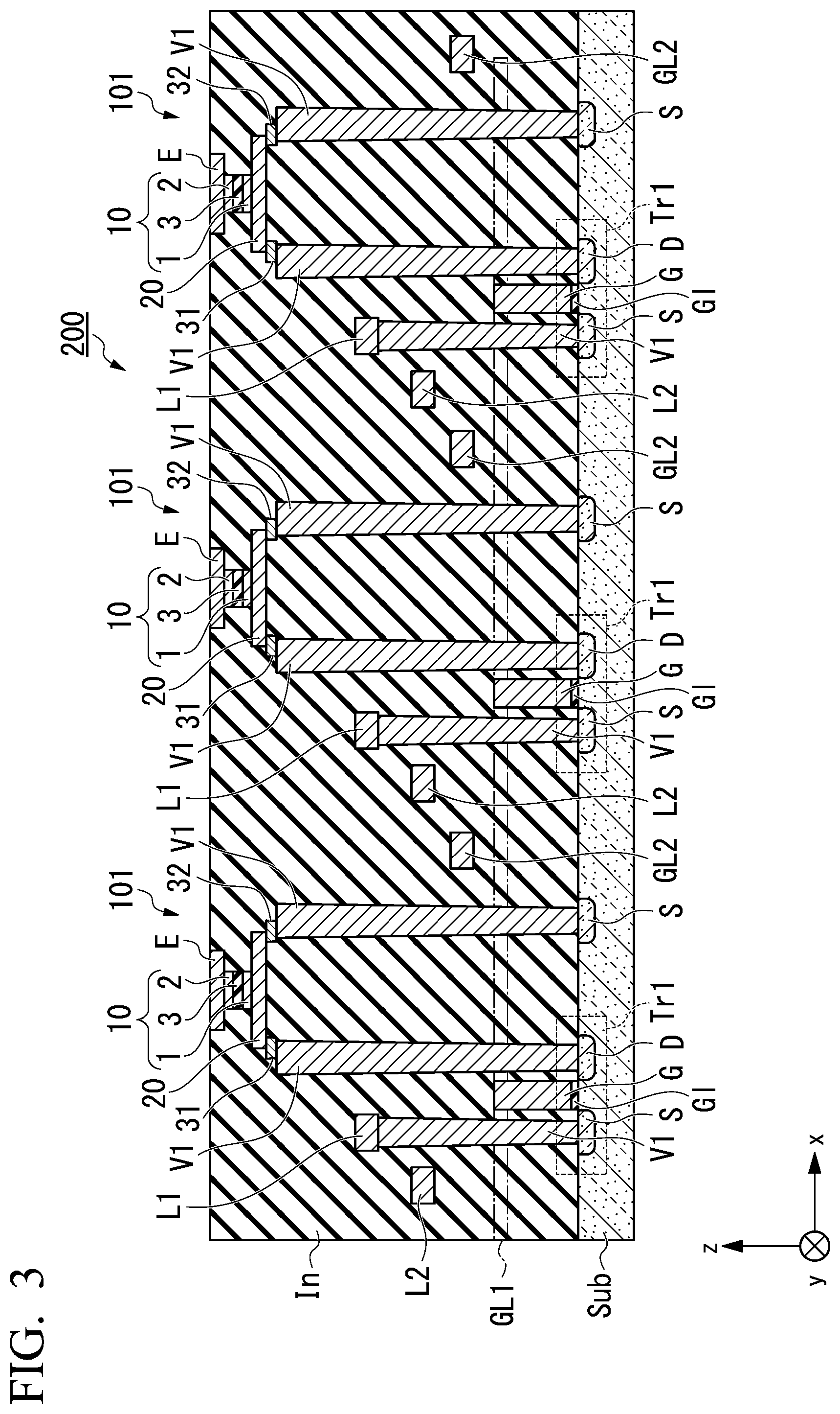 Patent US11776604 Figure 3 – Magnetic recording array and magnetoresistance effect unit