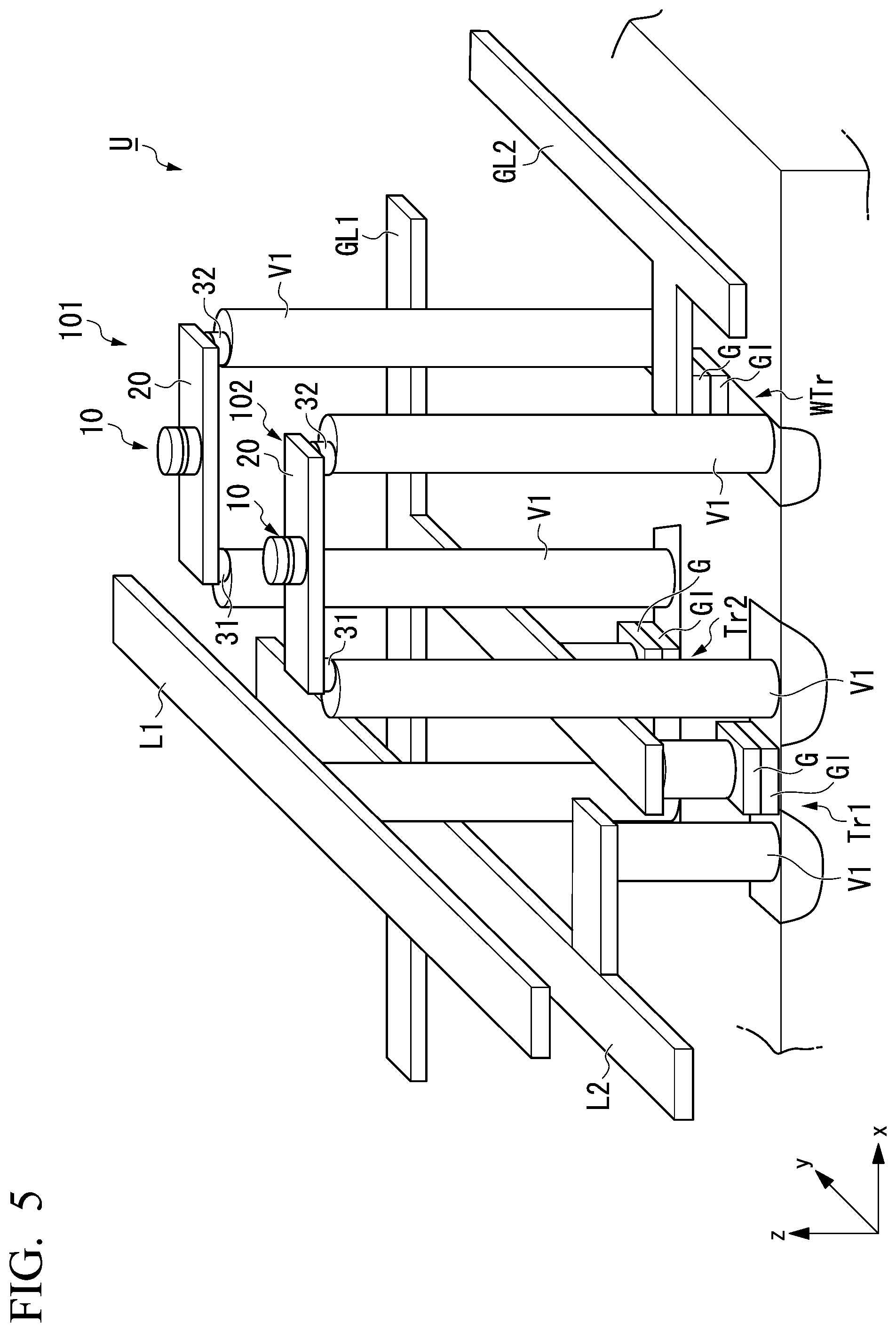 Patent US11776604 Figure 5 – Magnetic recording array and magnetoresistance effect unit