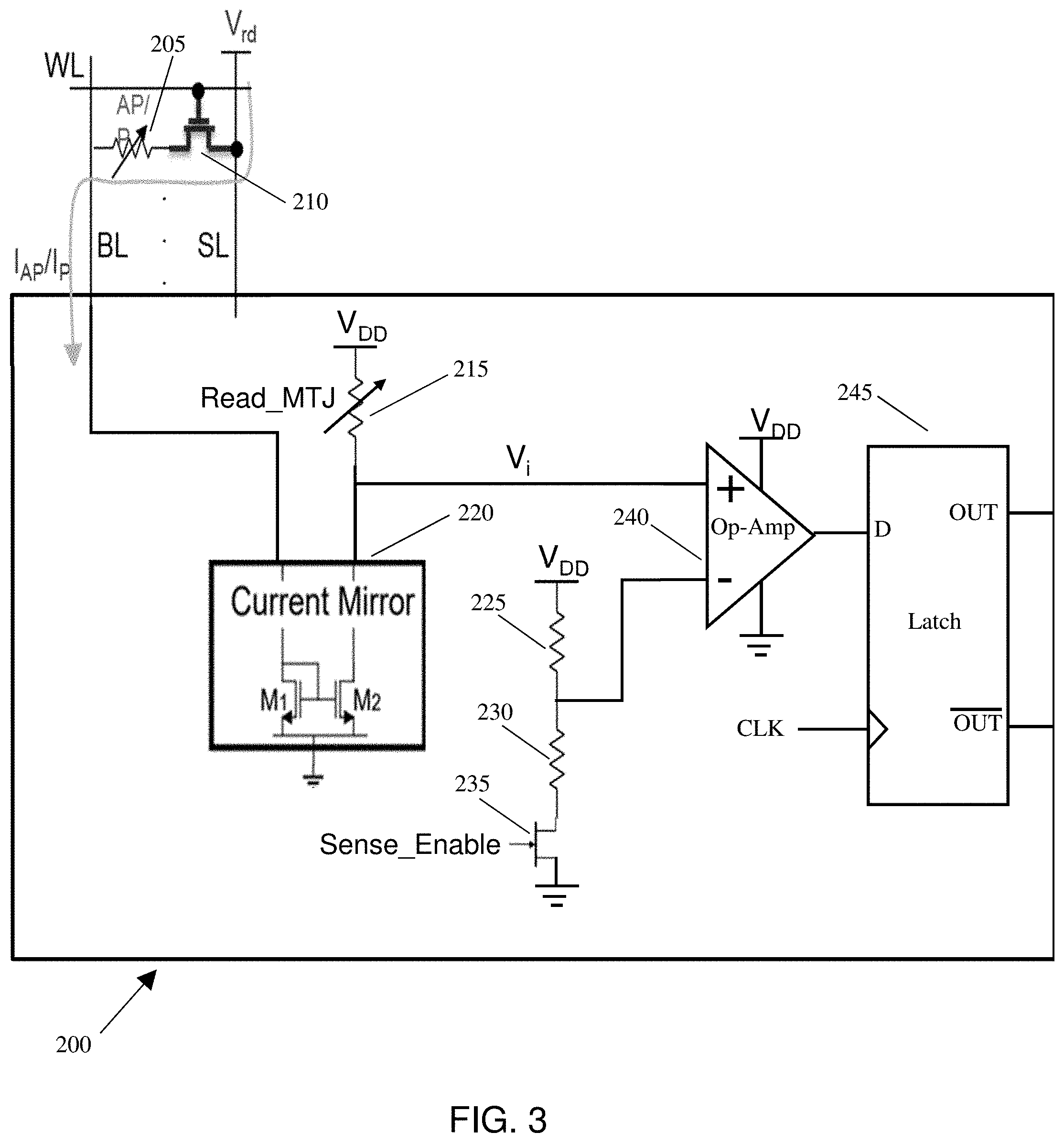 Patent US11776606 Figure 4 – Sensing scheme for STT-MRAM using low-barrier nanomagnets