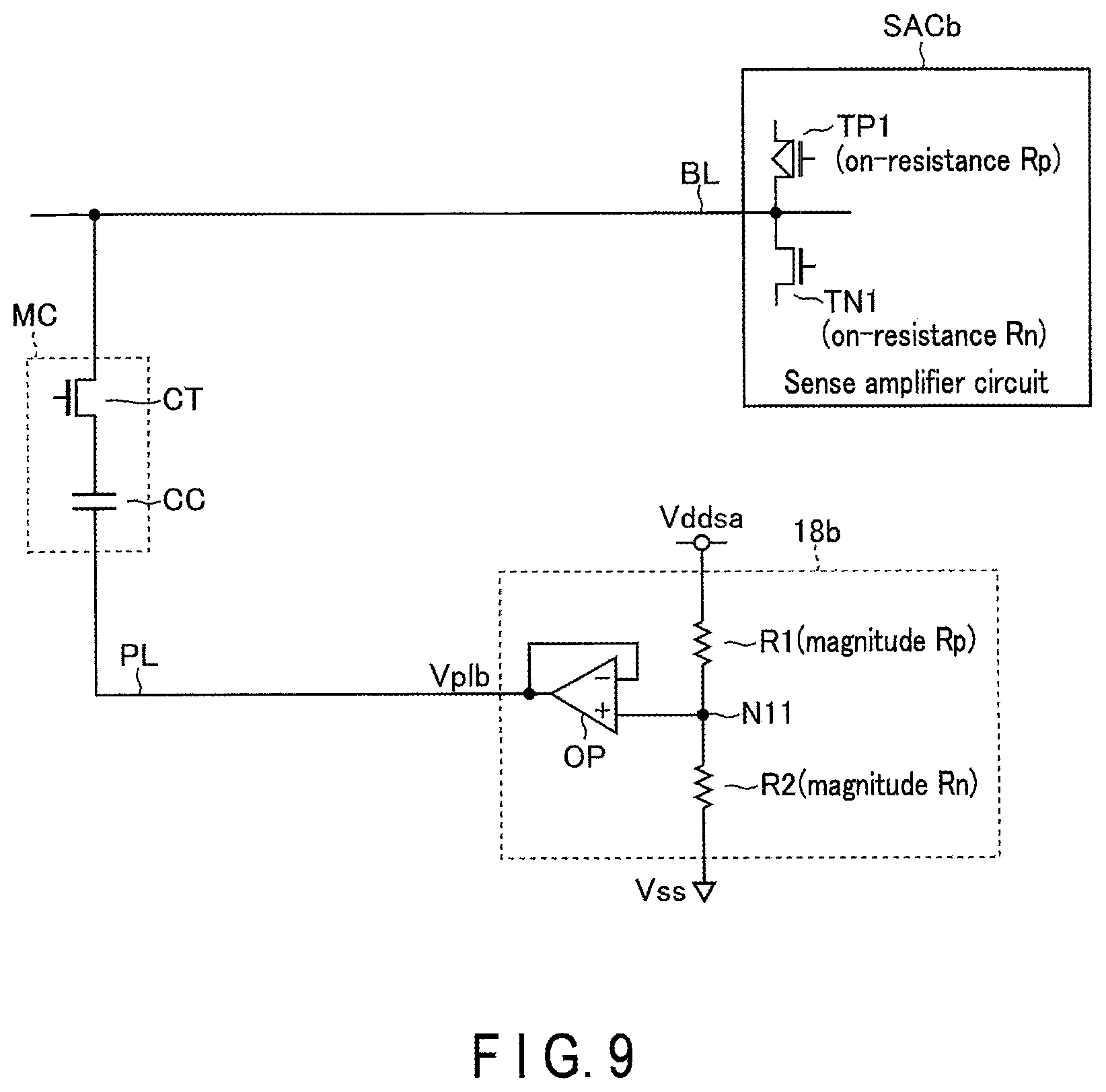 Patent US11776616 Figure 9 – DRAM memory device with oxide semiconductor access transistor and method of controlling plate line potential