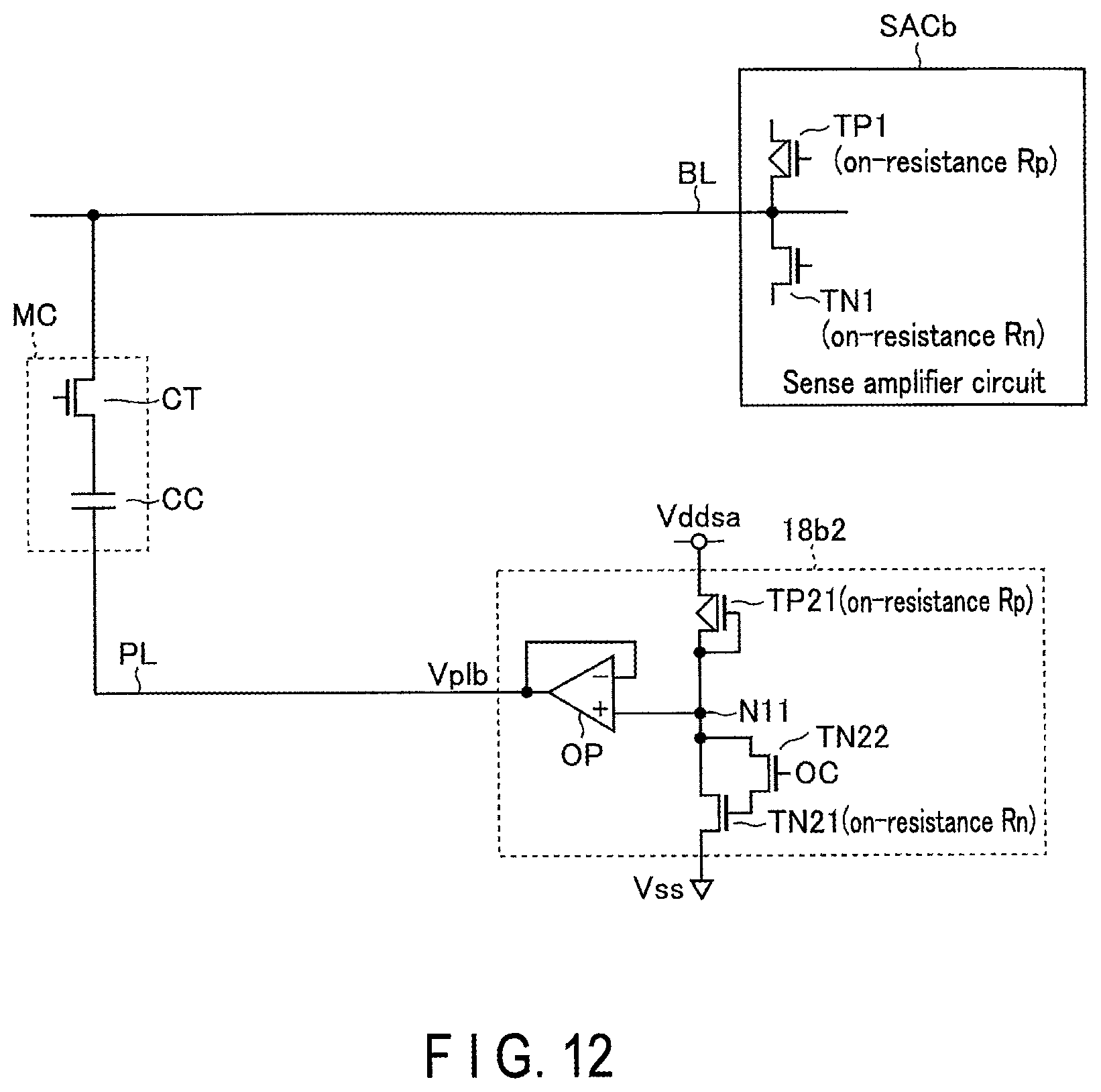 Patent US11776616 Figure 12 – DRAM memory device with oxide semiconductor access transistor and method of controlling plate line potential