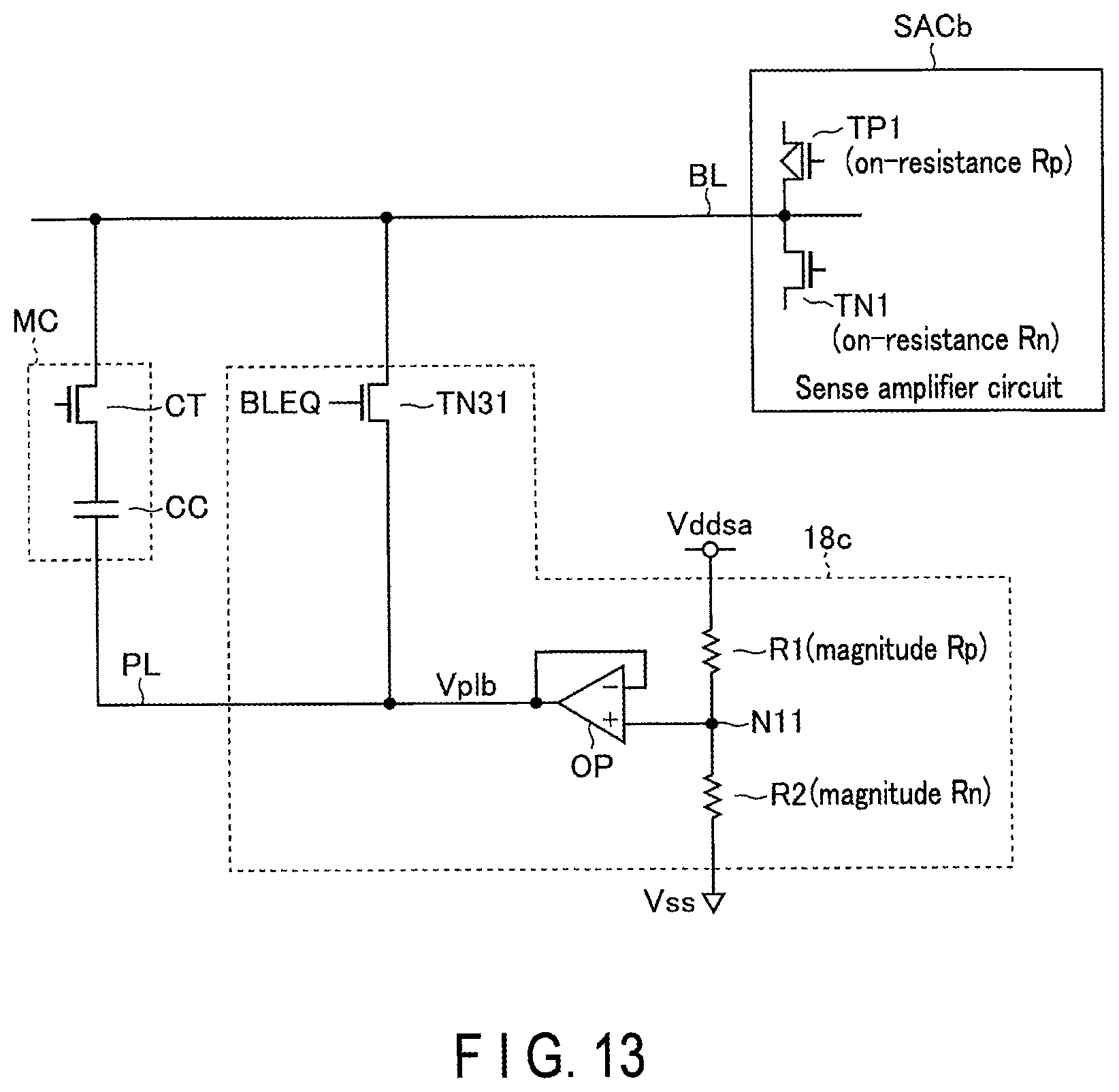 Patent US11776616 Figure 13 – DRAM memory device with oxide semiconductor access transistor and method of controlling plate line potential