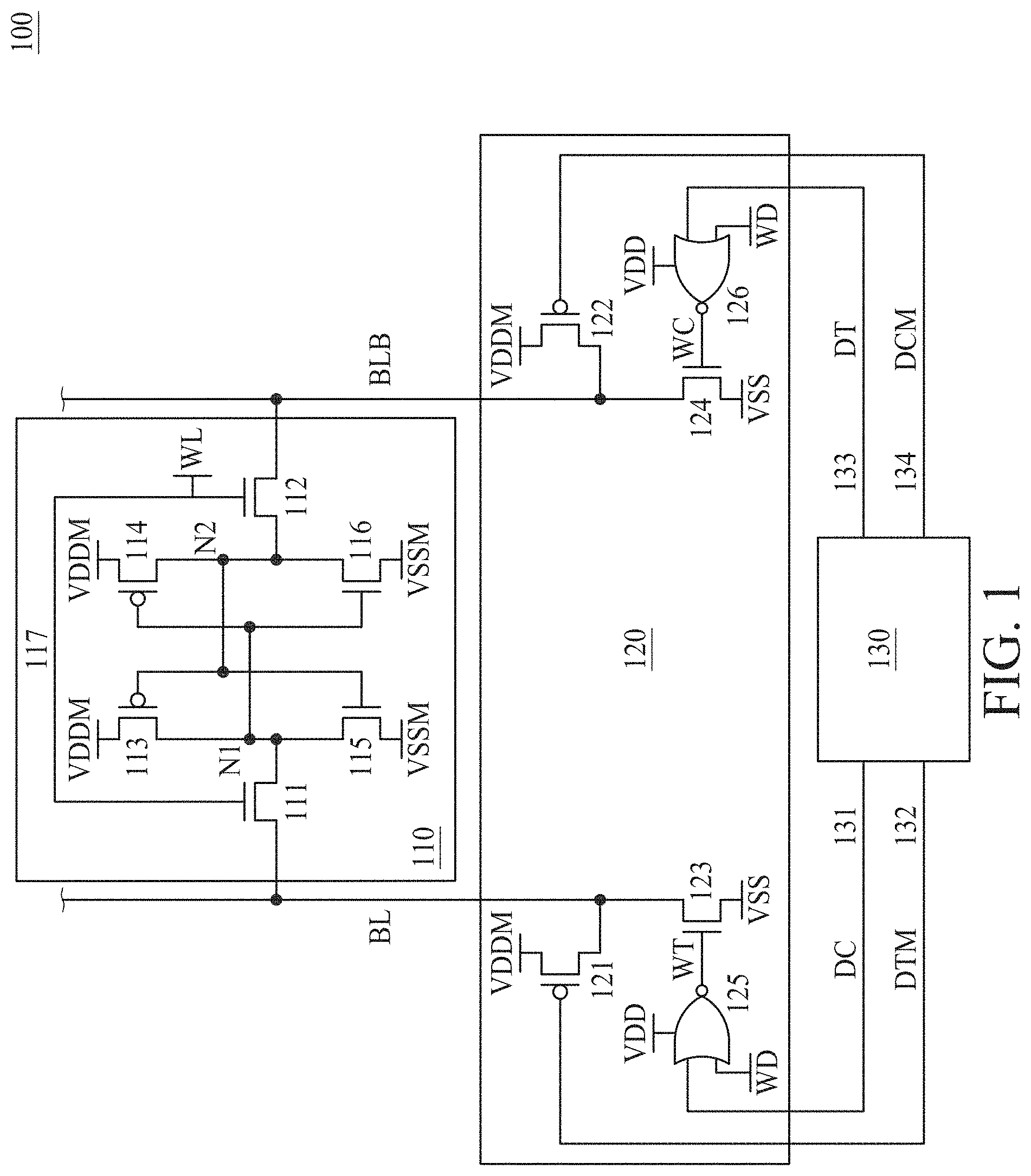 Patent US11776622 — Circuit and method of writing to a bit cell — Figure 1