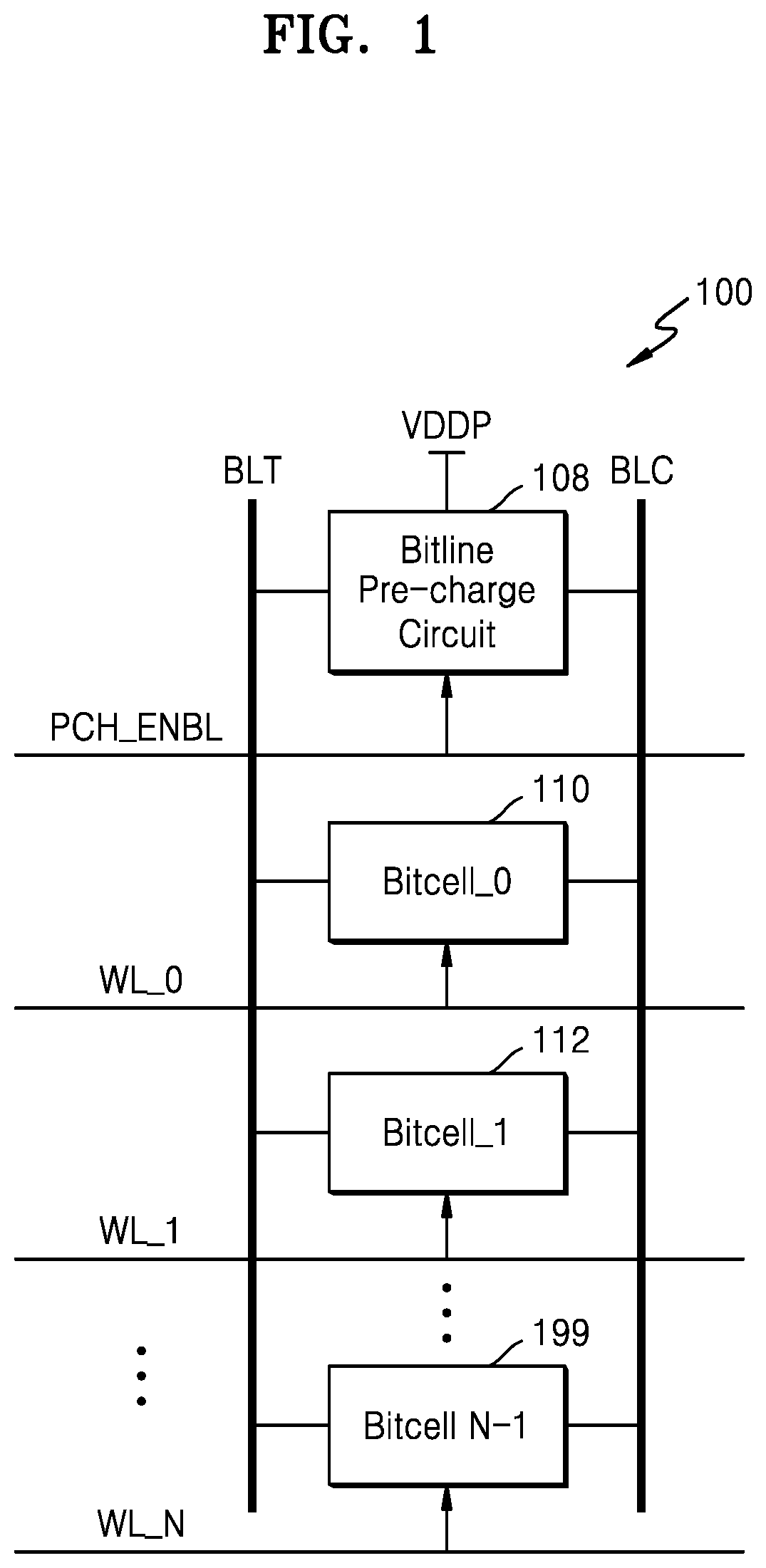 Patent US11776623 — Bitline precharge system for a semiconductor memory device — Figure 1