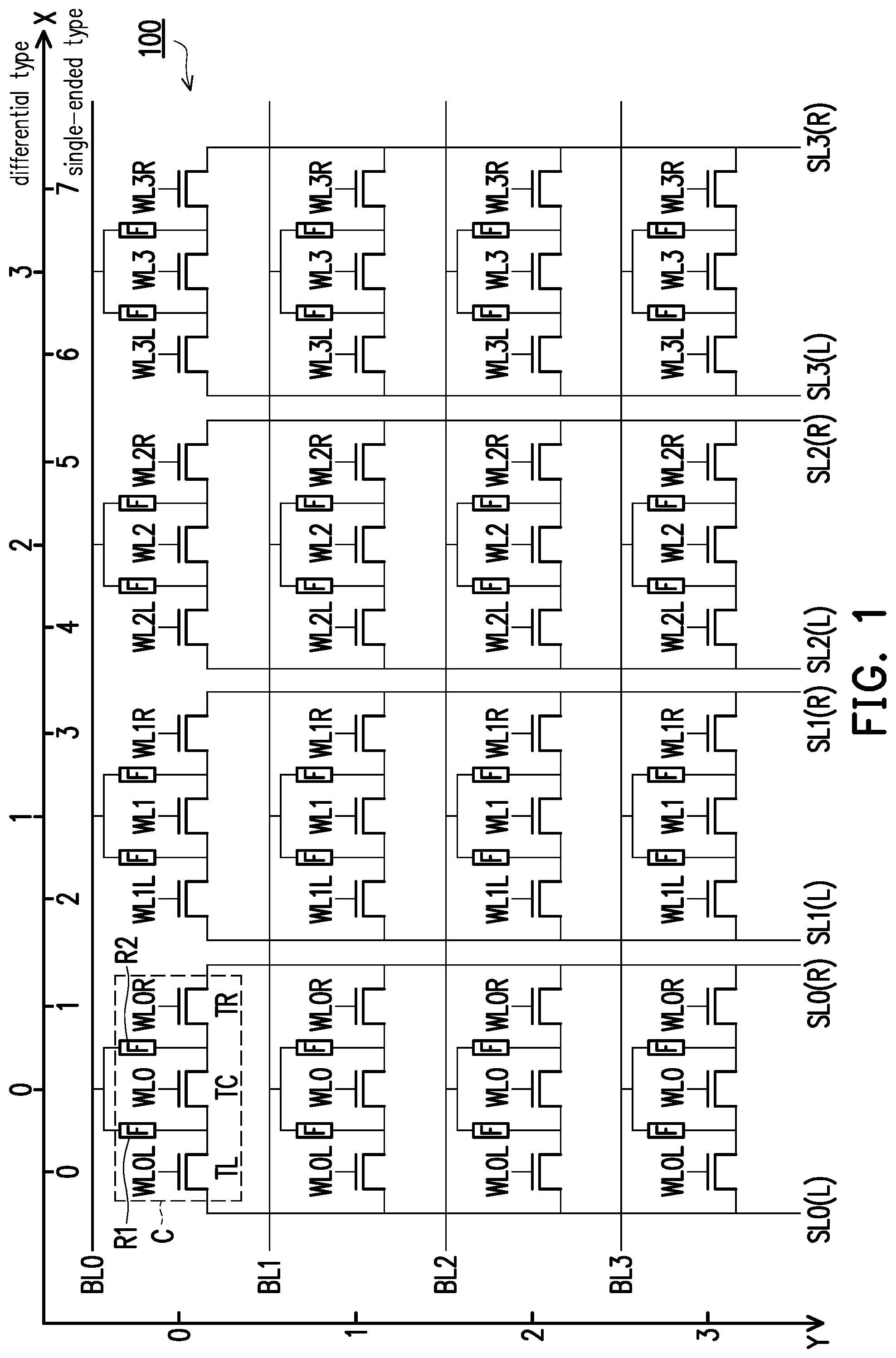 Patent US11776636 Figure 1 – Memory array and operation method thereof