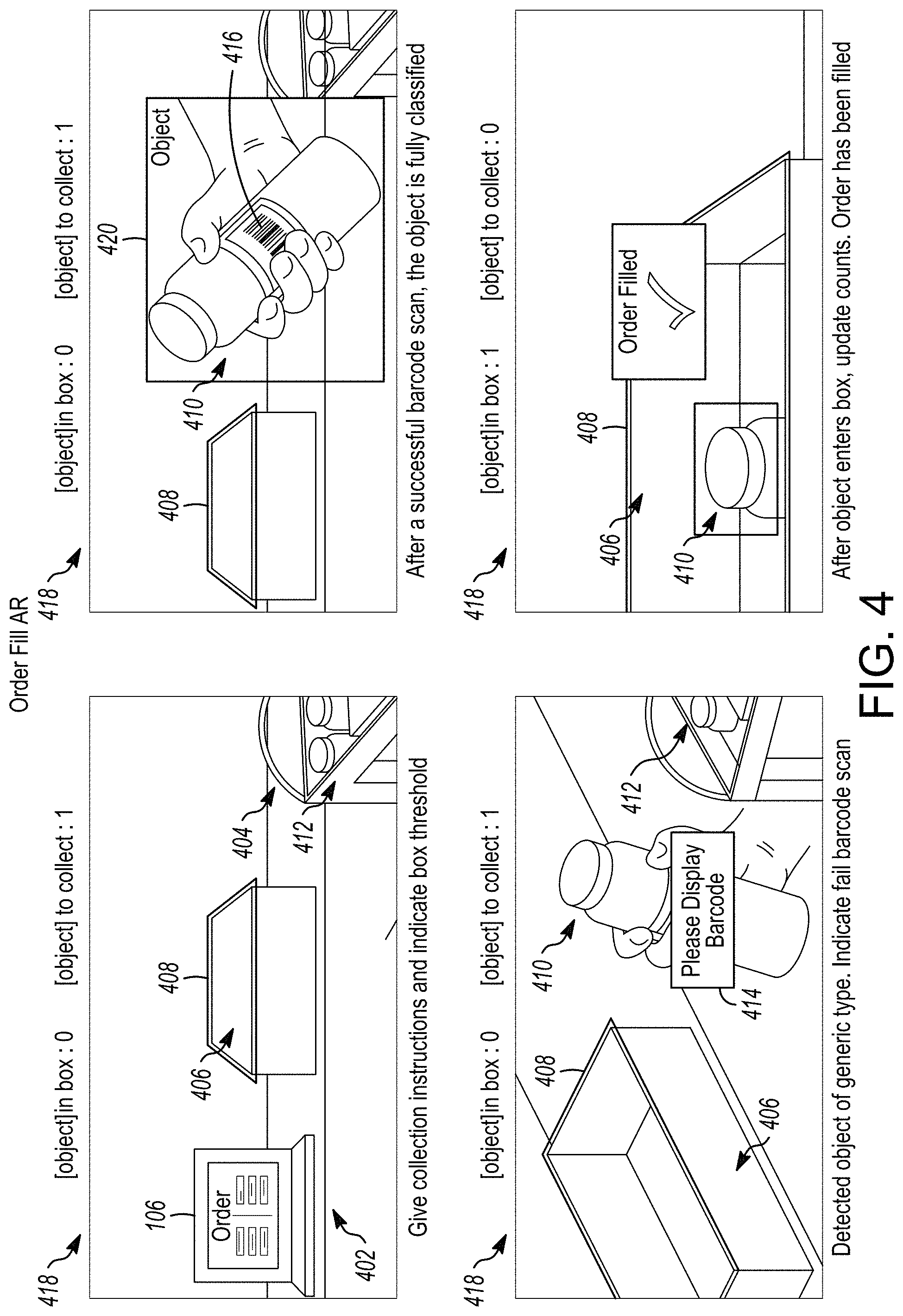 Patent US11776673 Figure 4 – System and method for augmented reality detection of loose pharmacy items