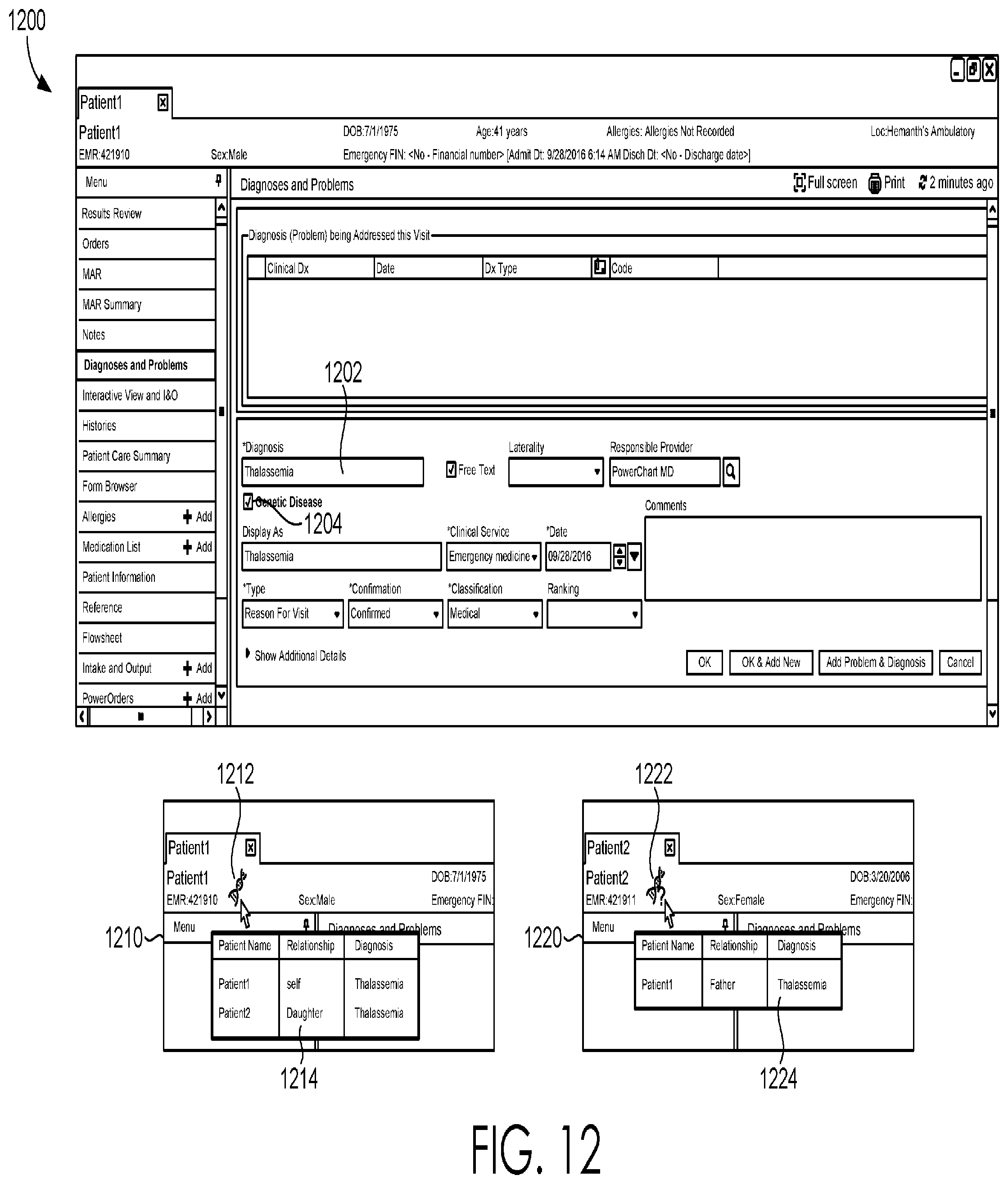Patent US11776695 Figure 12 – Indicator for probable inheritance of genetic disease