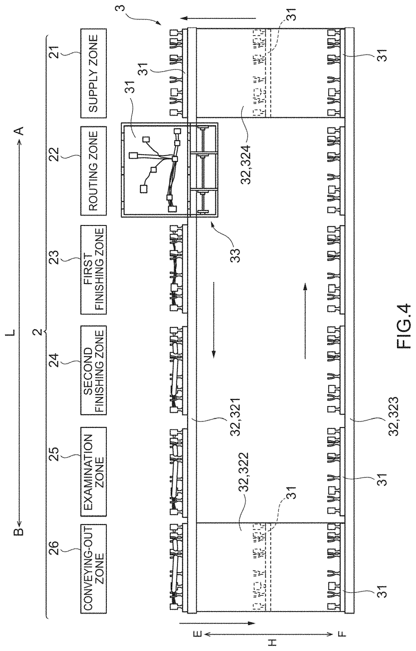 Patent US11776713 Figure 3 – Wire harness manufacturing system, conveyance device, routing processing device, examination device, and work board