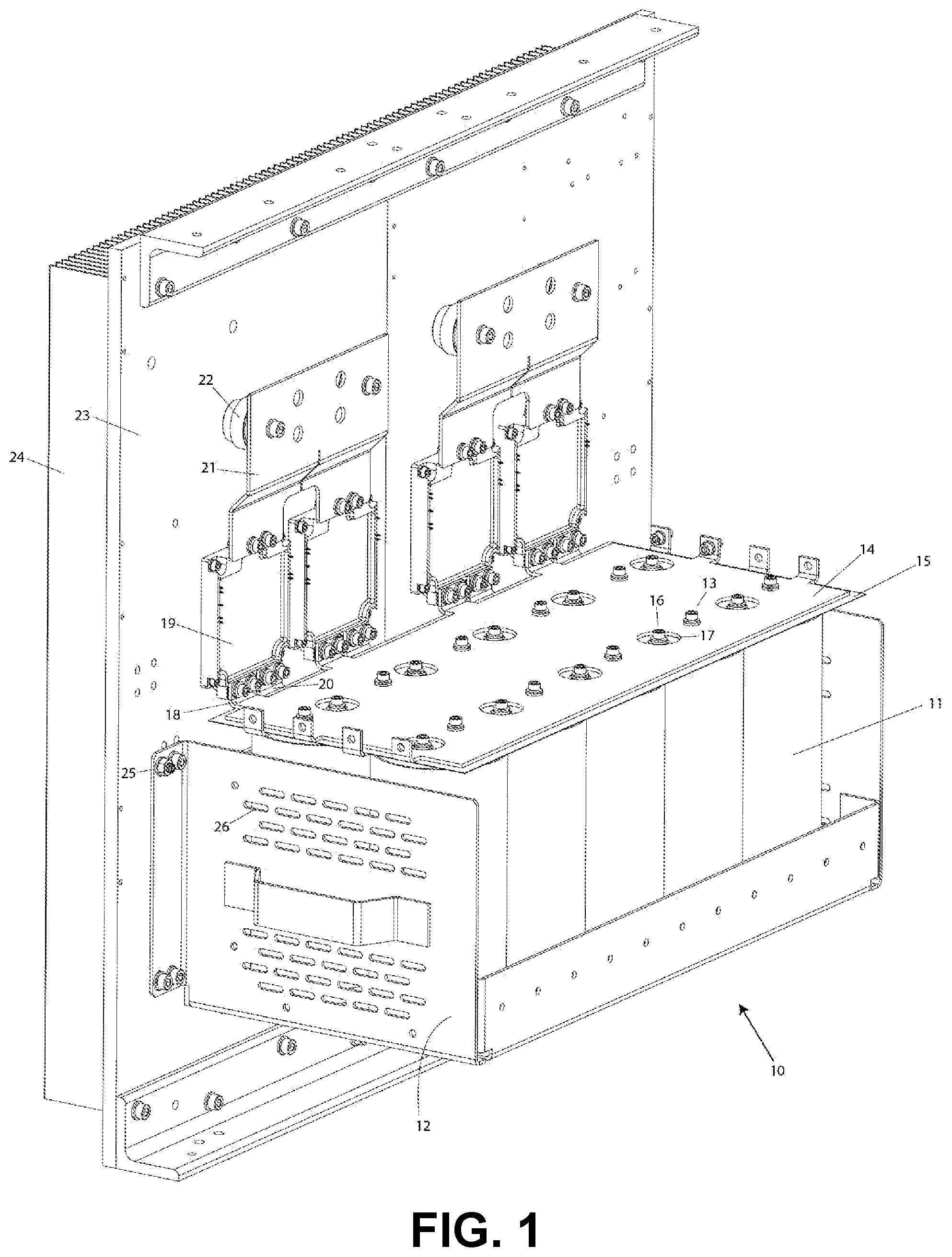 Patent US11776757 — Method for mounting high voltage capacitor banks — Figure 1