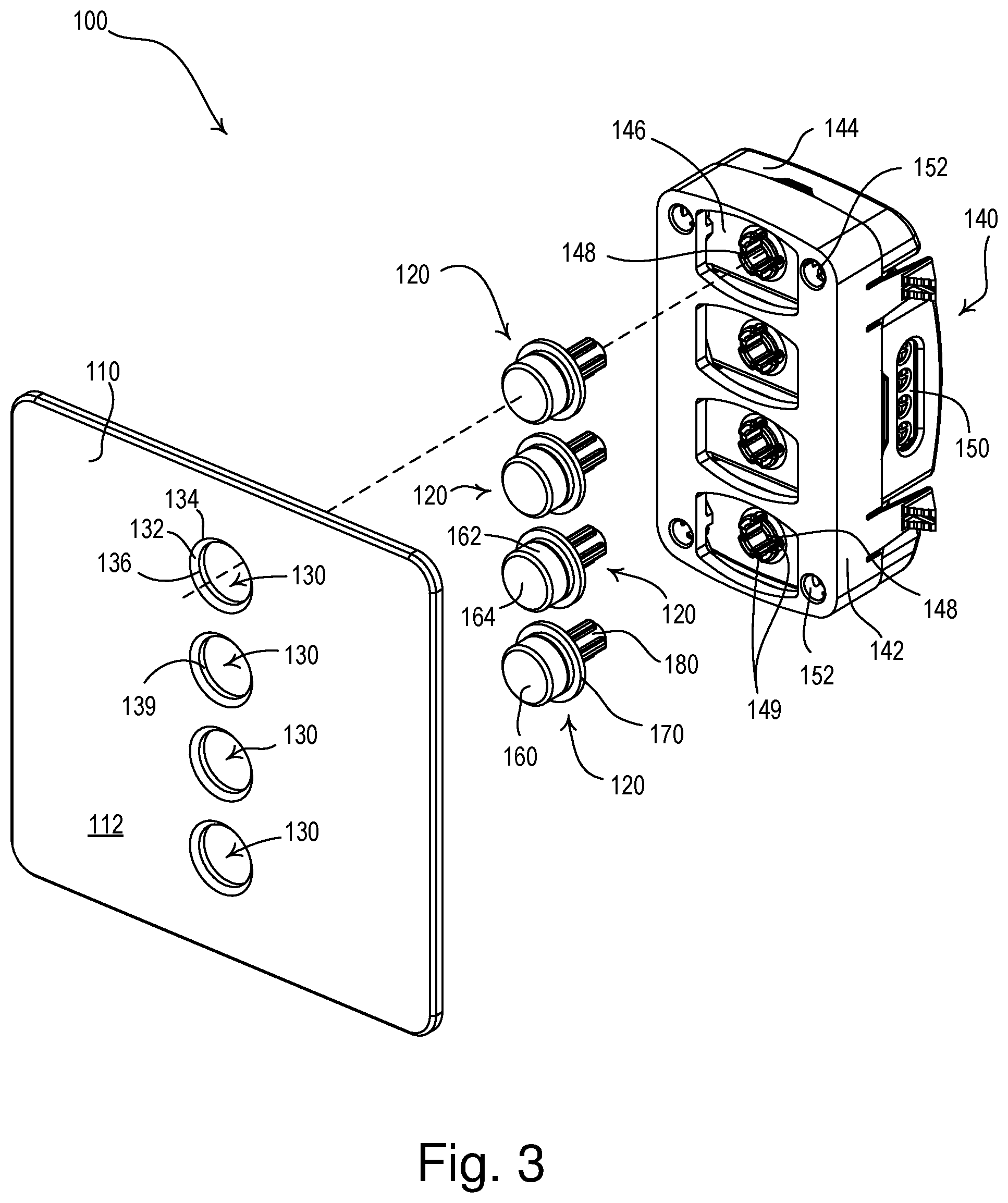 Patent US11776772 Figure 3 – Keypad having illuminated buttons