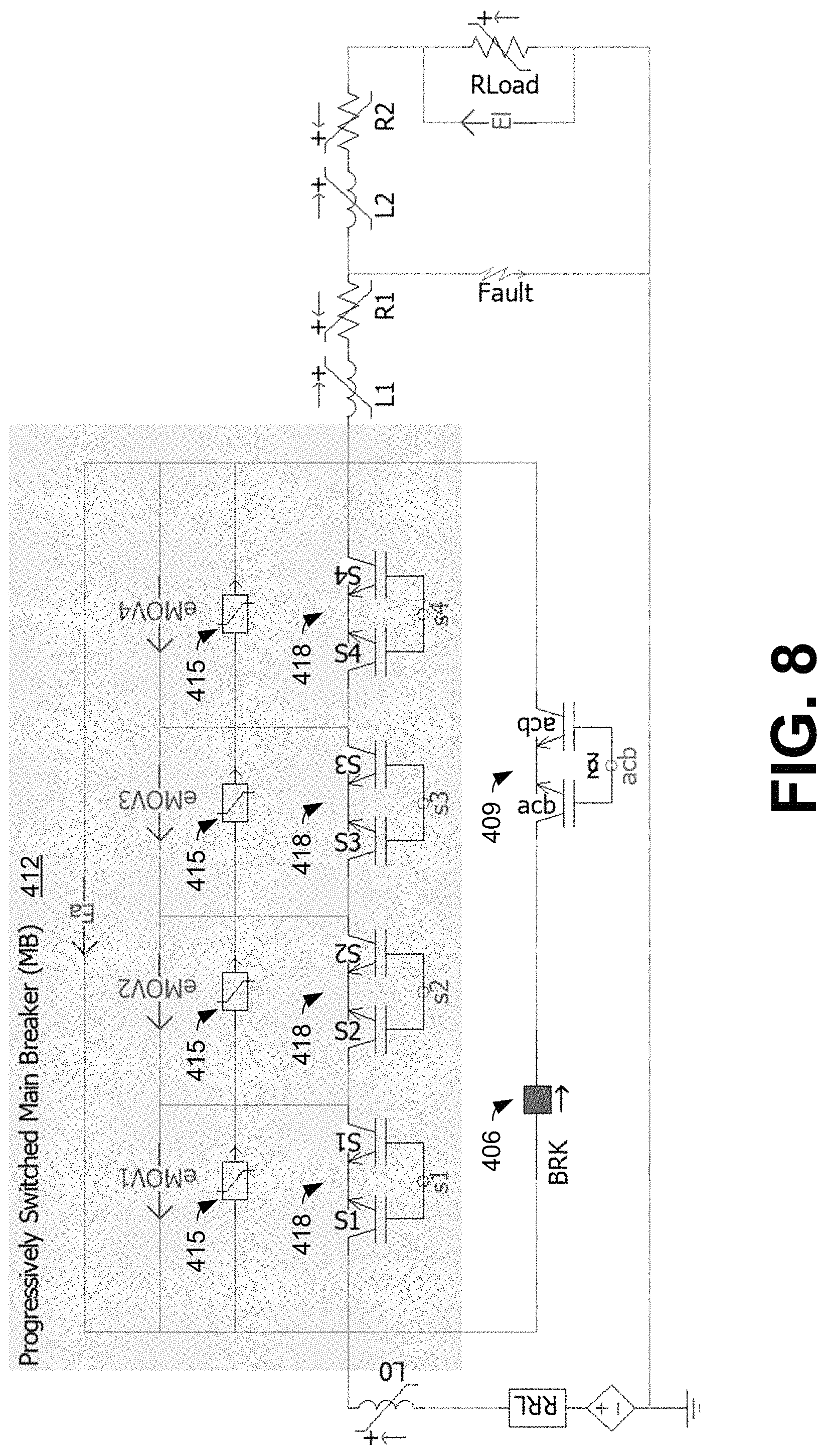 Patent US11776784 Figure 5 – Control of direct current circuit breakers with series semiconductor switches