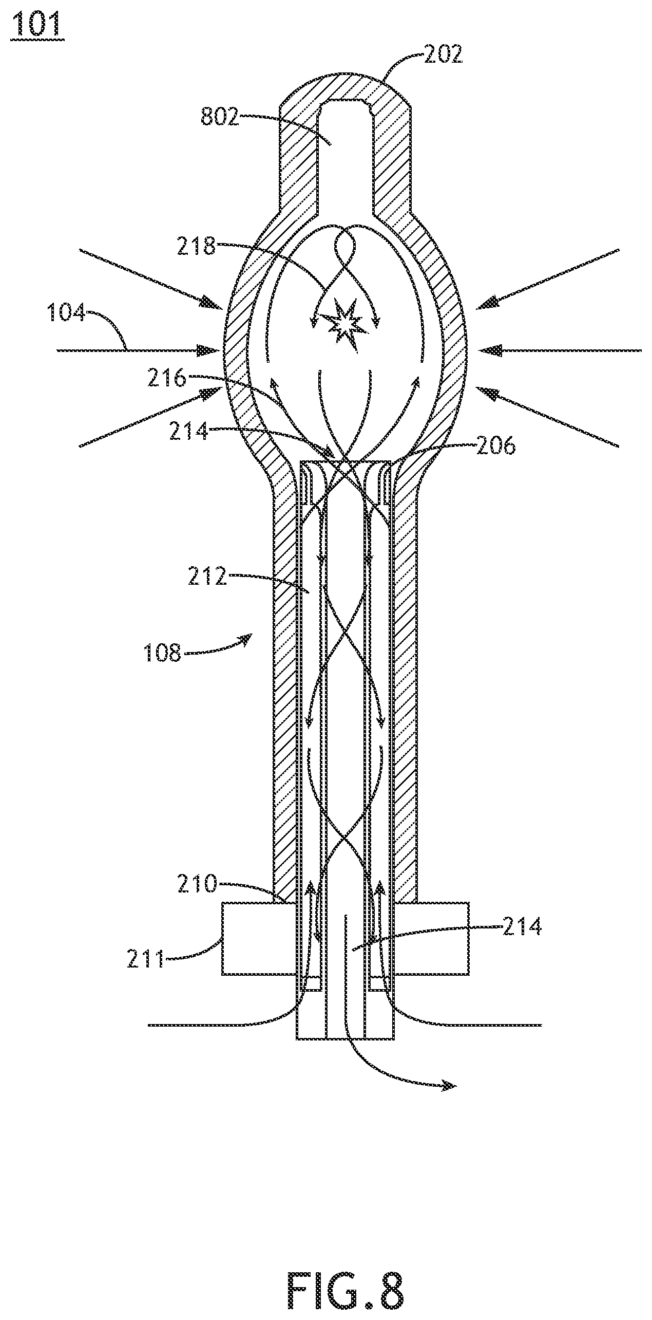Patent US11776804 Figure 10 – Laser-sustained plasma light source with reverse vortex flow