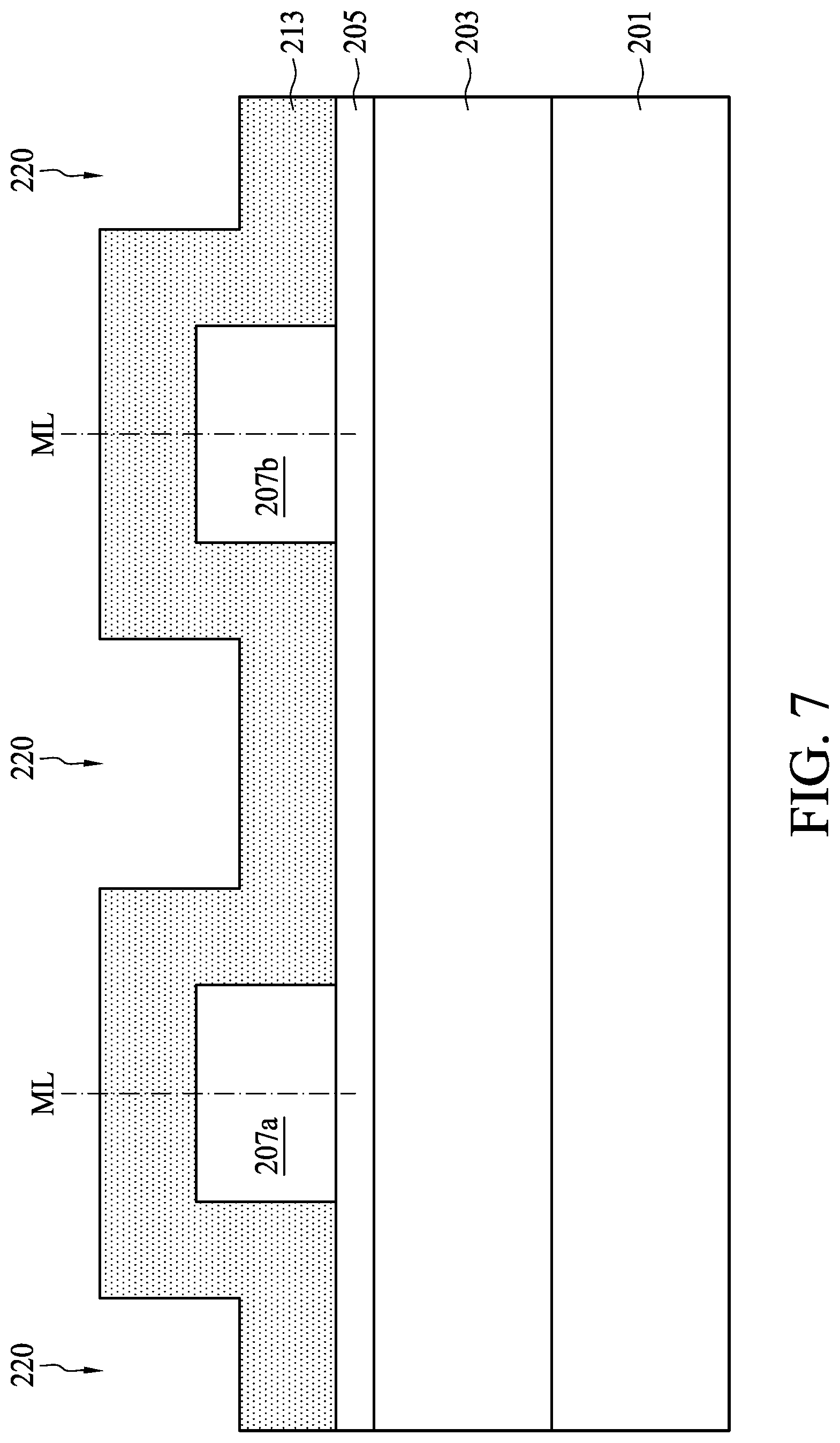 Patent US11776813 Figure 7 – Method for preparing semiconductor device structure with fine patterns at different levels