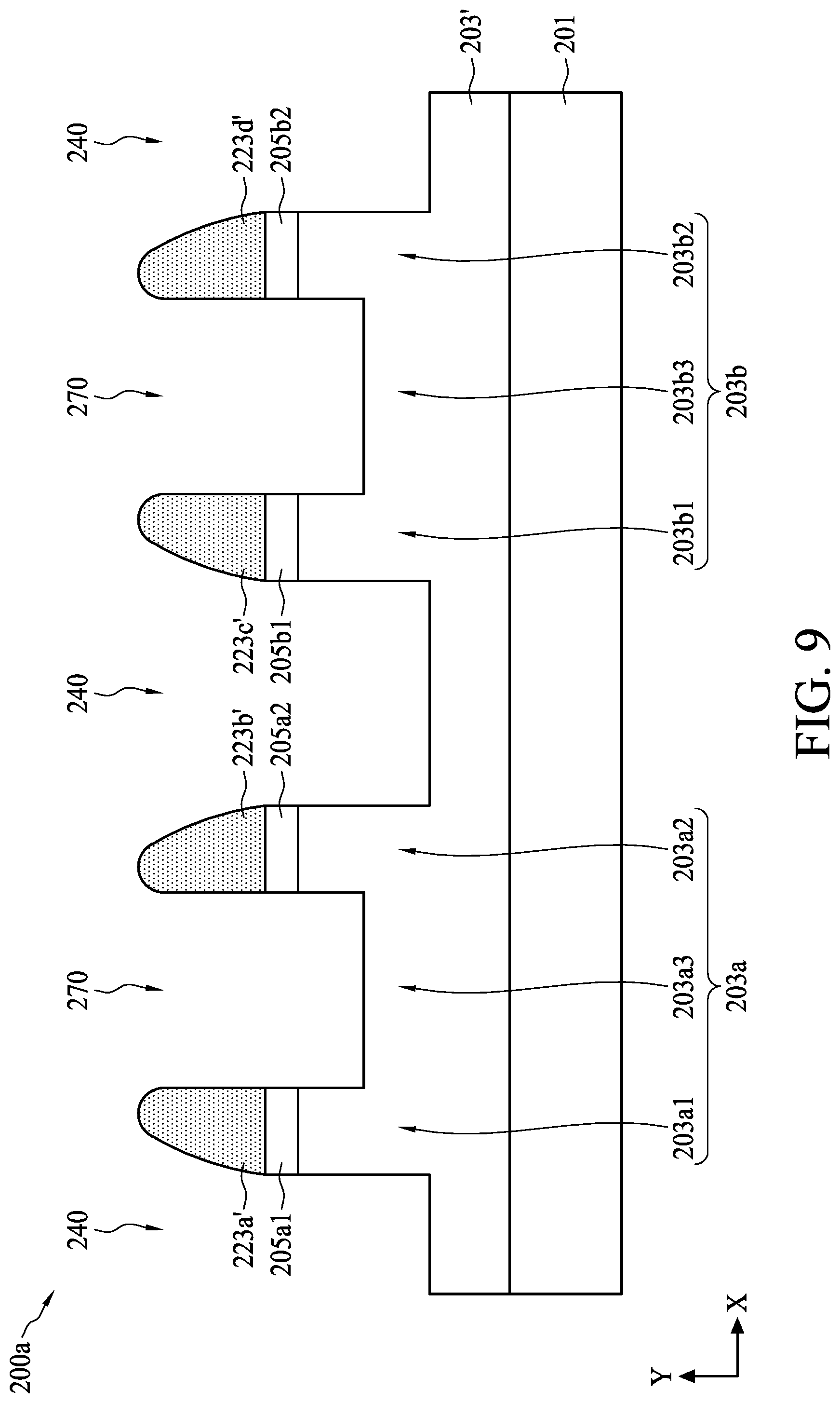 Patent US11776813 Figure 9 – Method for preparing semiconductor device structure with fine patterns at different levels