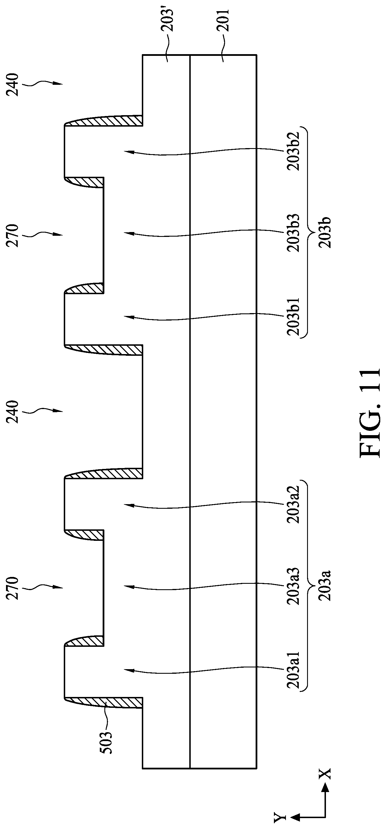 Patent US11776813 Figure 11 – Method for preparing semiconductor device structure with fine patterns at different levels