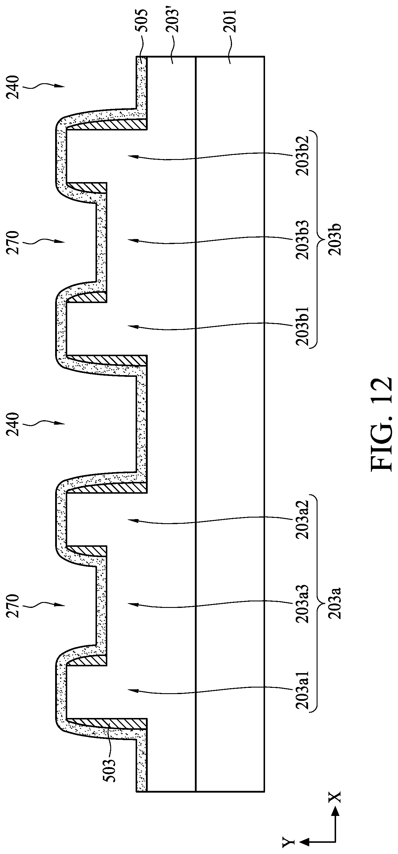 Patent US11776813 Figure 12 – Method for preparing semiconductor device structure with fine patterns at different levels