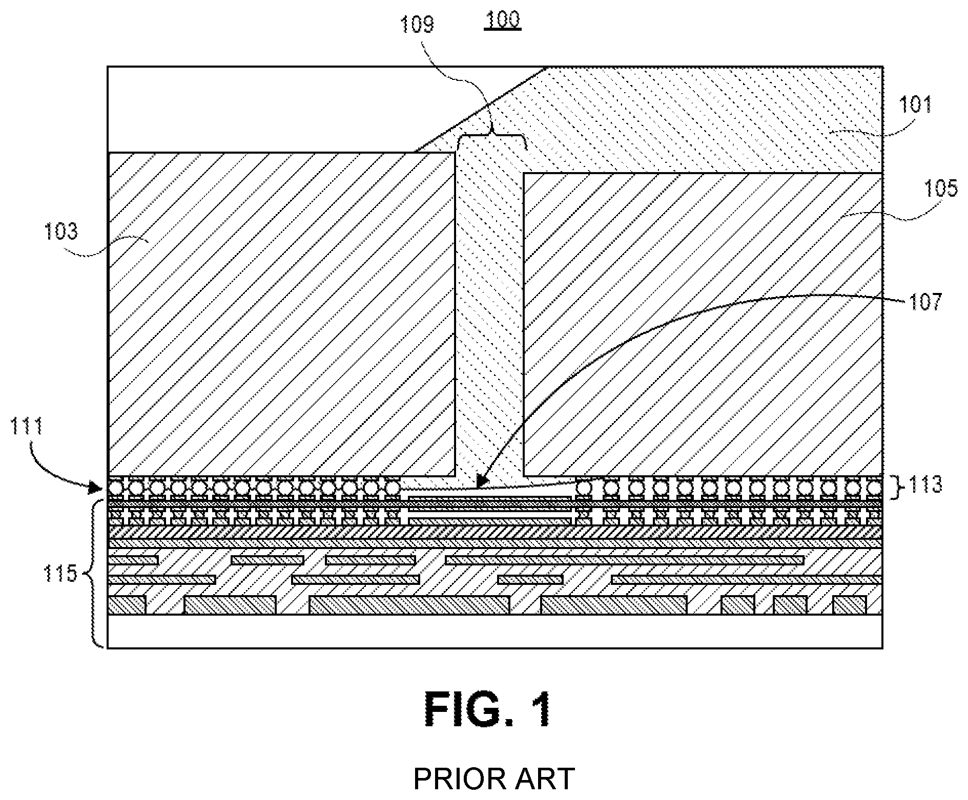 Patent US11776821 Figure 1 – Micro-electronic package with substrate protrusion to facilitate dispense of underfill between a narrow die-to-die gap