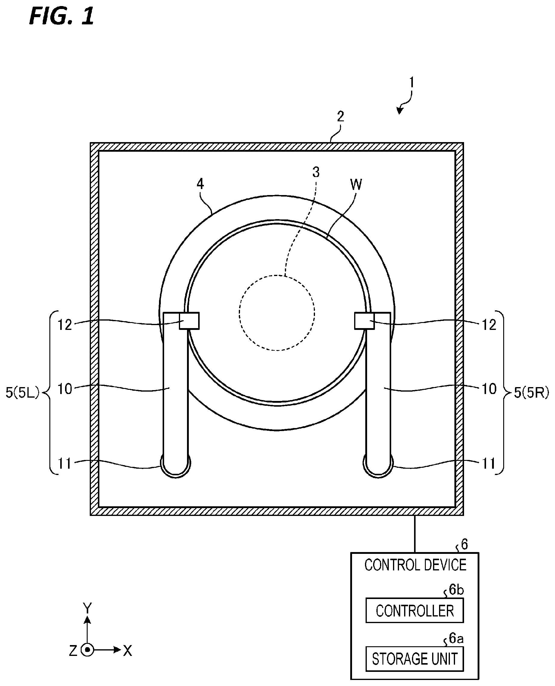 Patent US11776824 Figure 1 – Processing liquid ejection nozzle, nozzle arm, substrate processing apparatus, and substrate processing method