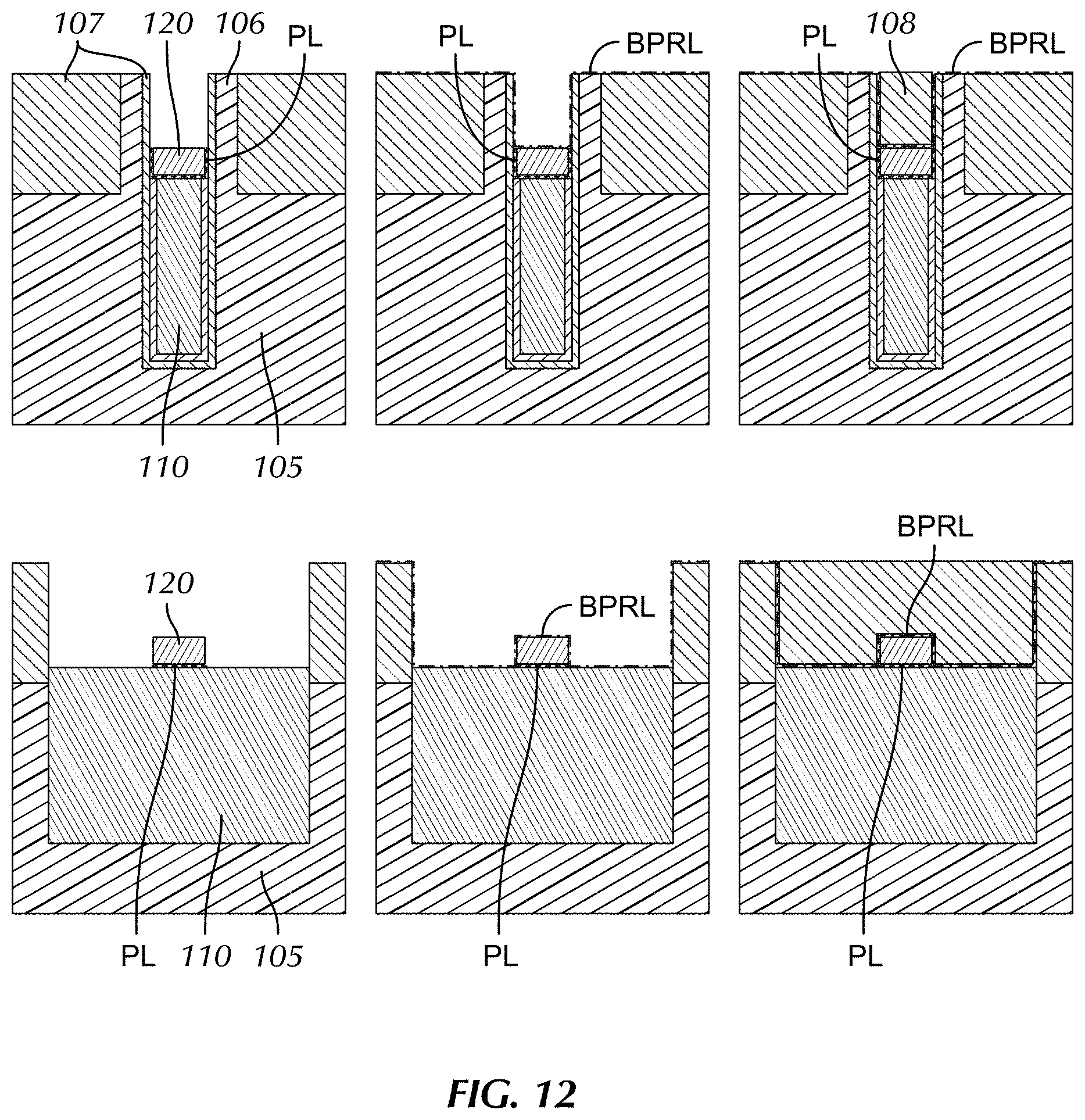 Patent US11776841 Figure 12 – Buried power rail contact formation