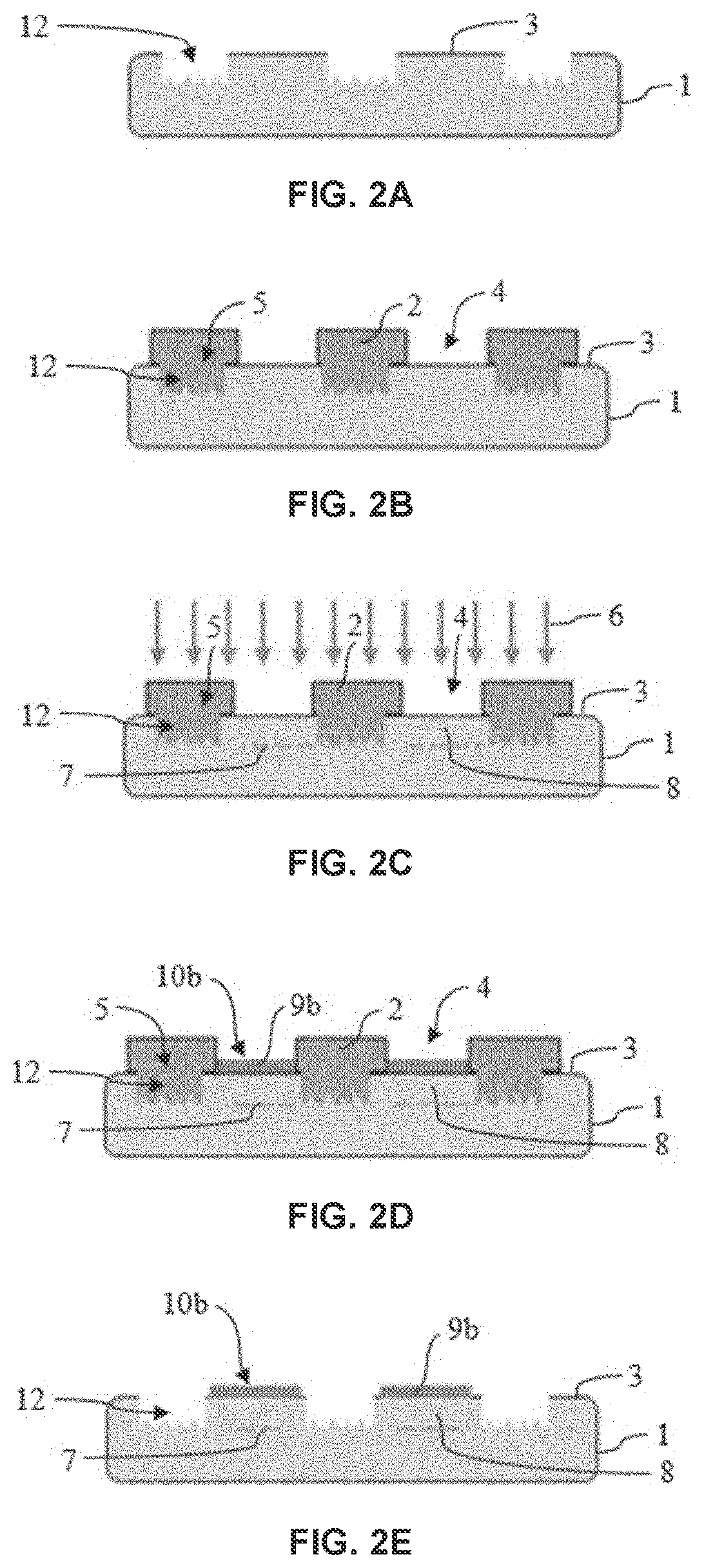 Patent US11776843 Figure 3 – Method for transferring blocks from a donor substrate onto a receiver substrate by implanting ions in the donor substrate through a mask, bonding the donor substrate to the receiver substrate, and detaching the donor substrate along an embrittlement plane