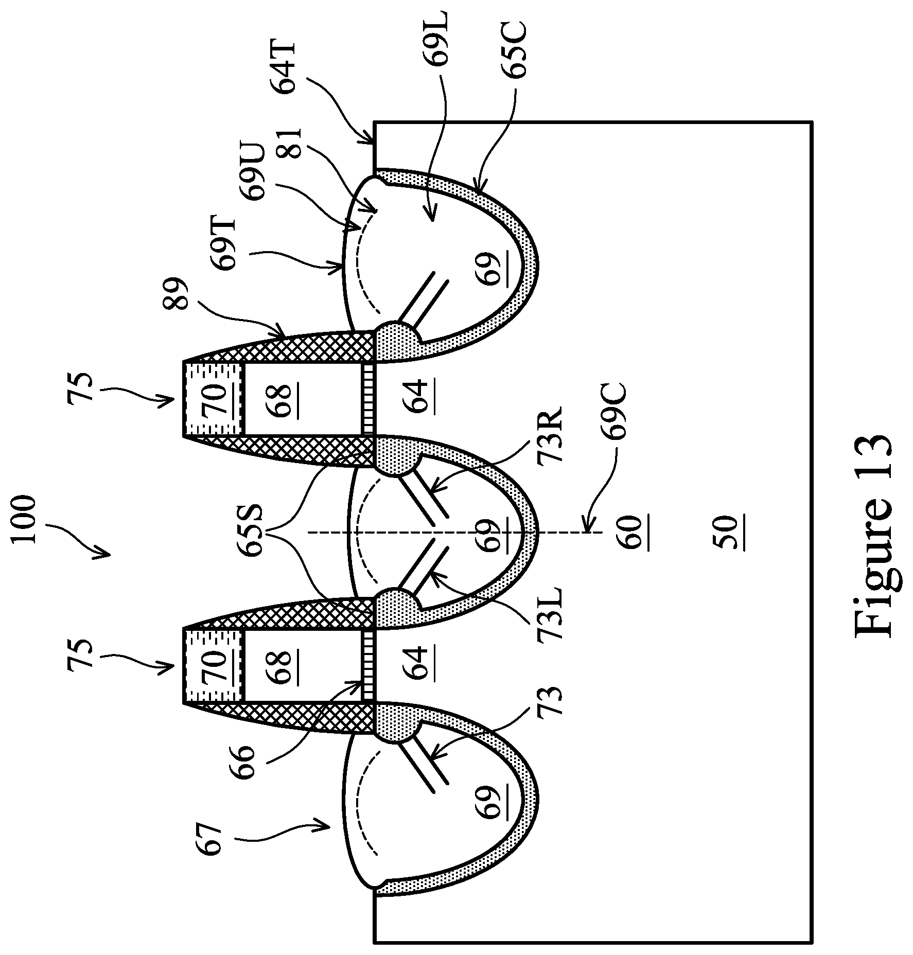 Patent US11776851 Figure 13 – Semiconductor device with multi-layered source/drain regions having different dopant concentrations and manufacturing method thereof