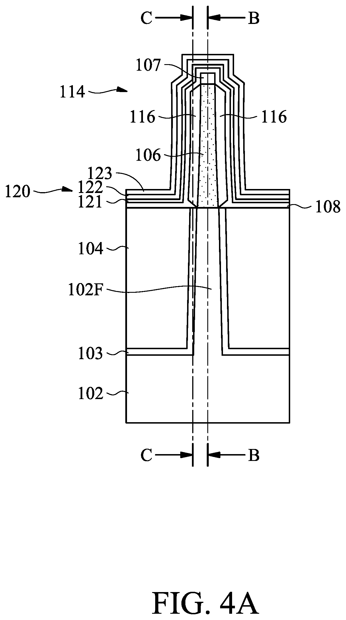 Patent US11776854 Figure 4 – Semiconductor structure with hybrid nanostructures
