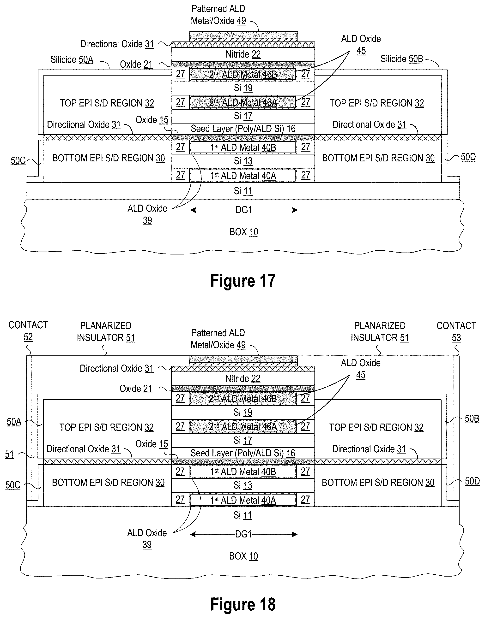 Patent US11776856 Figure 9 – Nanosheet transistors with different gate materials in same stack and method of making