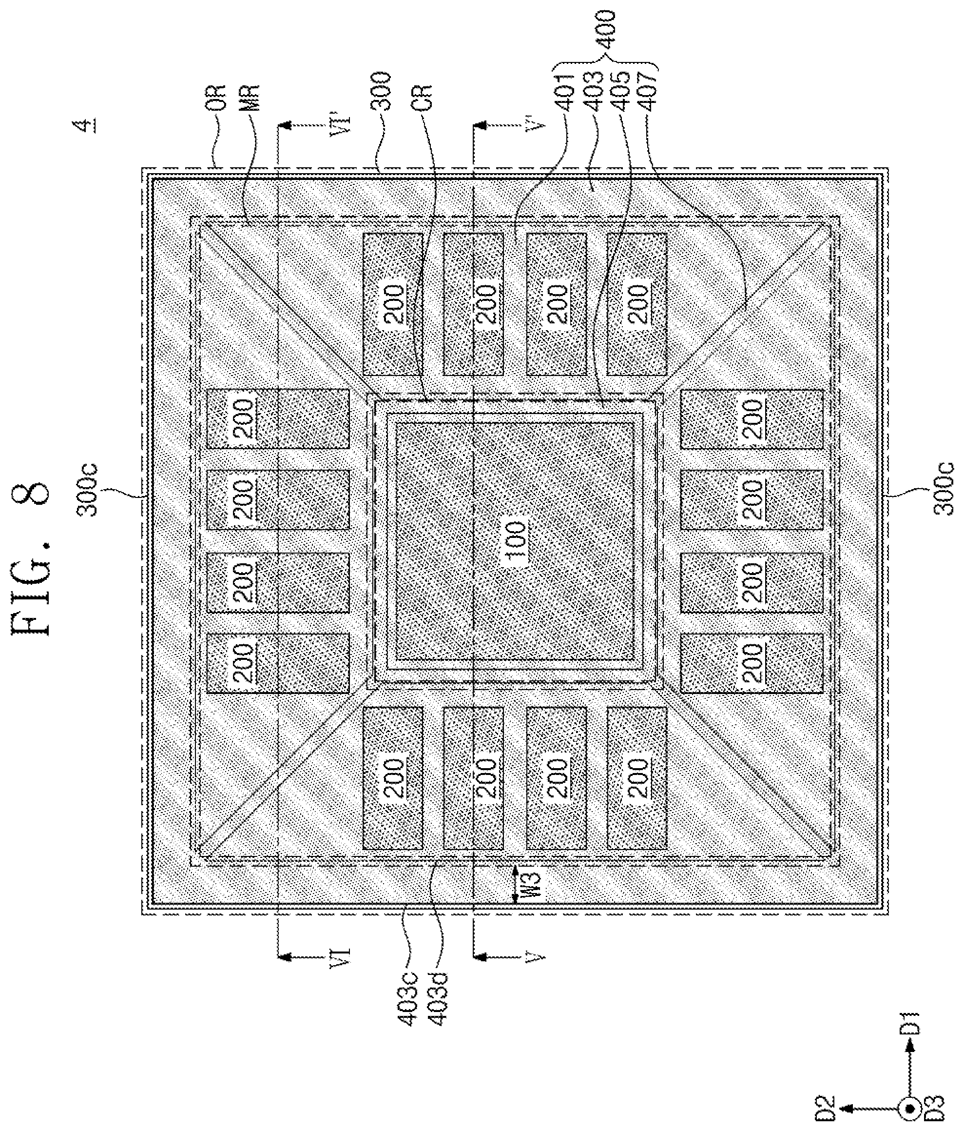 Patent US11776866 Figure 8 – Semiconductor module heatspreading lid having integrated separators for multiple chips
