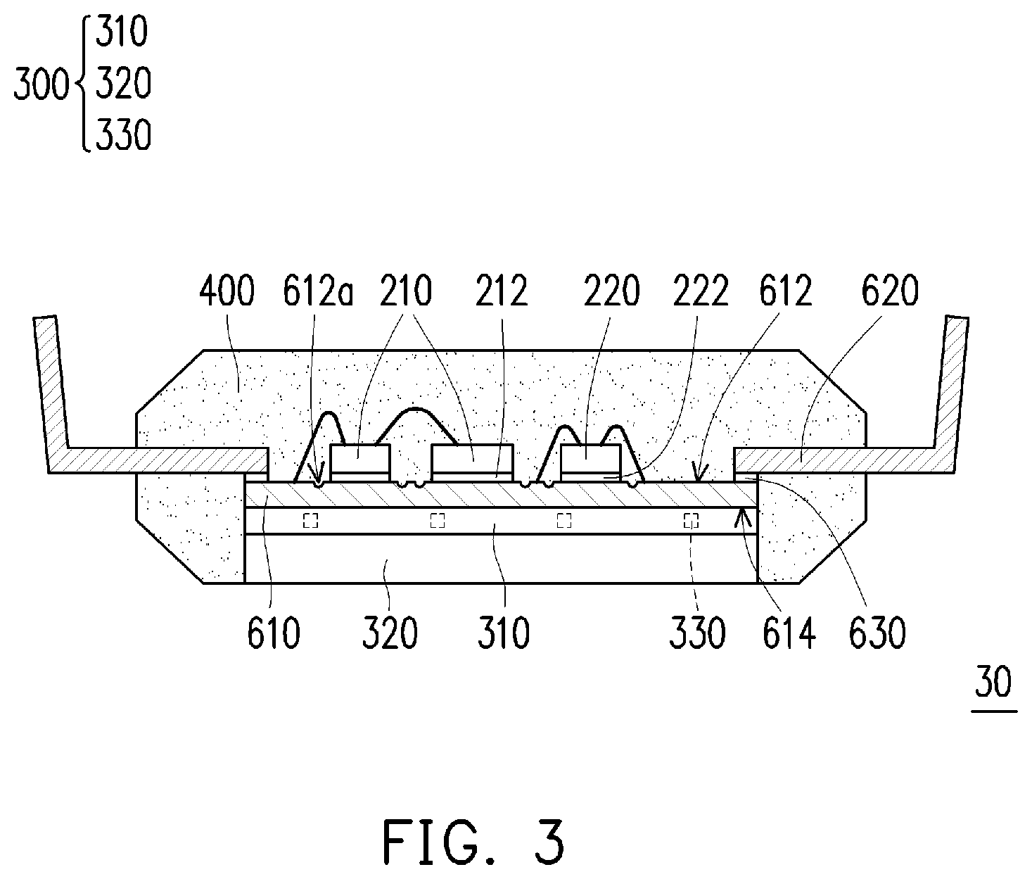 Patent US11776867 Figure 3 – Chip package