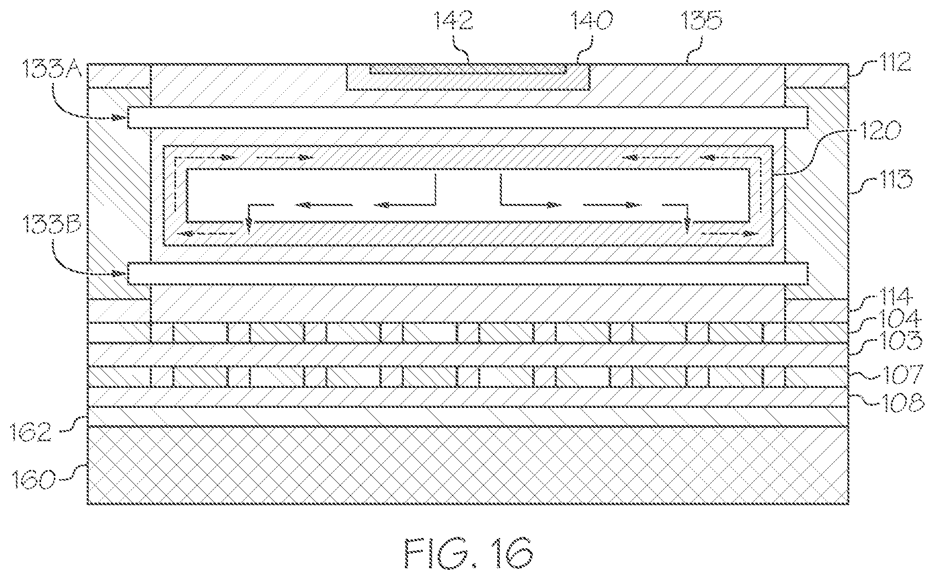 Patent US11776875 Figure 15 – Systems including a vapor chamber as the heat spreading substrate of a power device embedded in a PCB and methods of forming the same