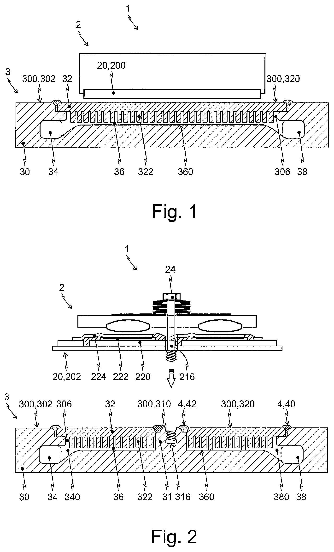 Patent US11776878 Figure 1 – Power electronics system with a switching device and a liquid cooling device