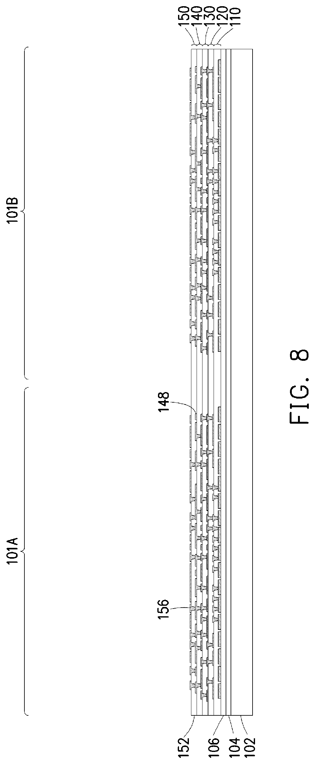Patent US11776886 Figure 8 – Symmetrical substrate for semiconductor packaging