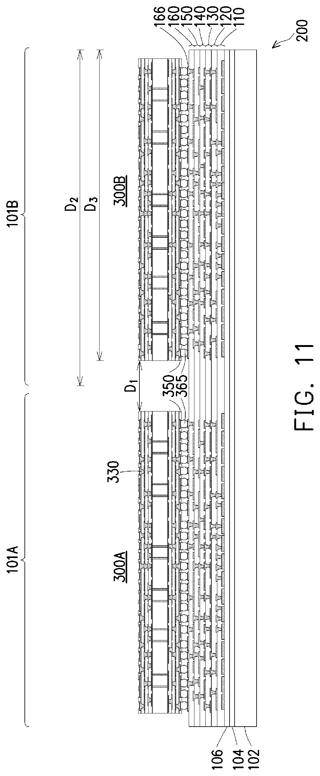 Patent US11776886 Figure 11 – Symmetrical substrate for semiconductor packaging