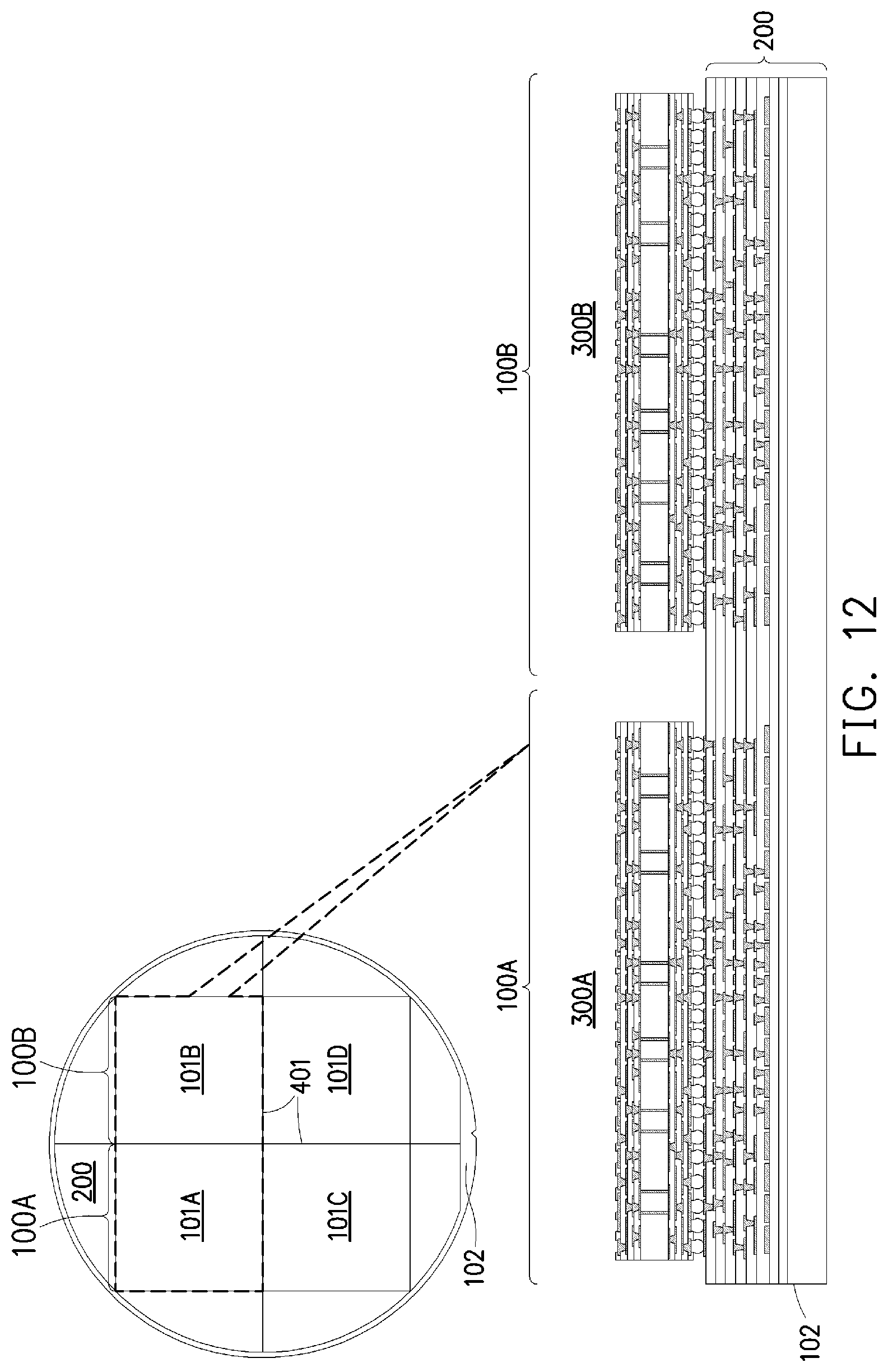 Patent US11776886 Figure 12 – Symmetrical substrate for semiconductor packaging