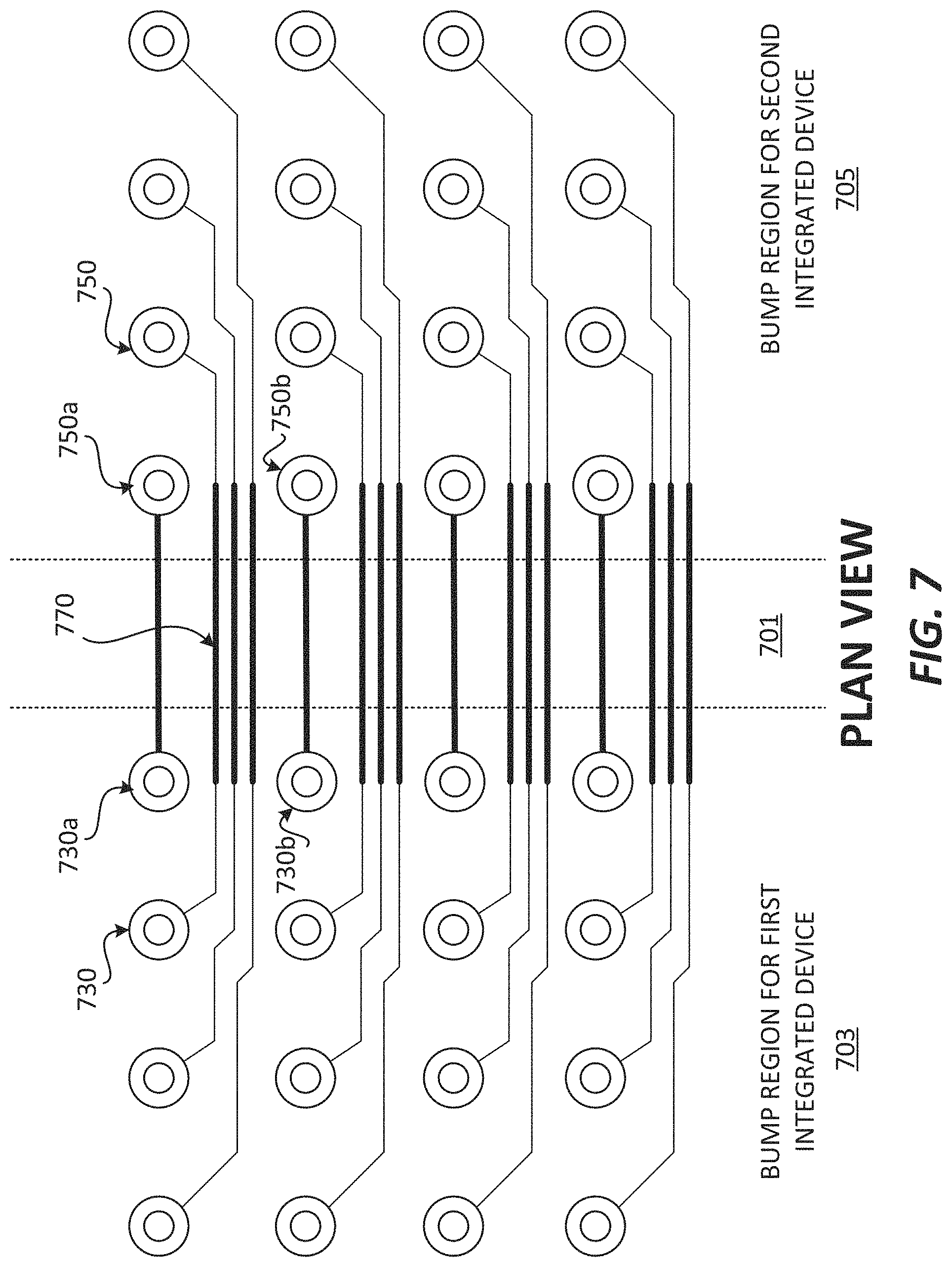 Patent US11776888 Figure 7 – Package with a substrate comprising protruding pad interconnects