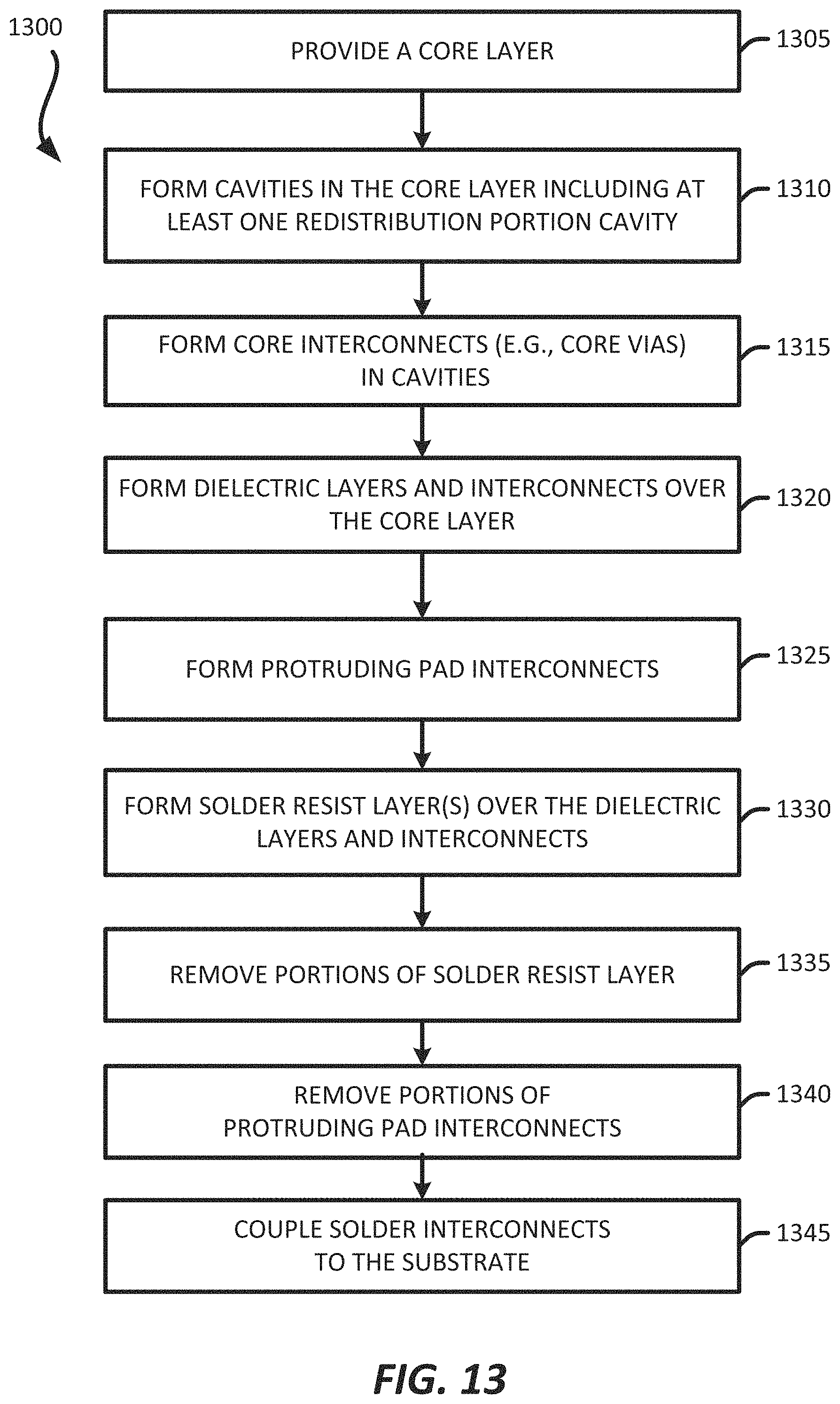 Patent US11776888 Figure 16 – Package with a substrate comprising protruding pad interconnects