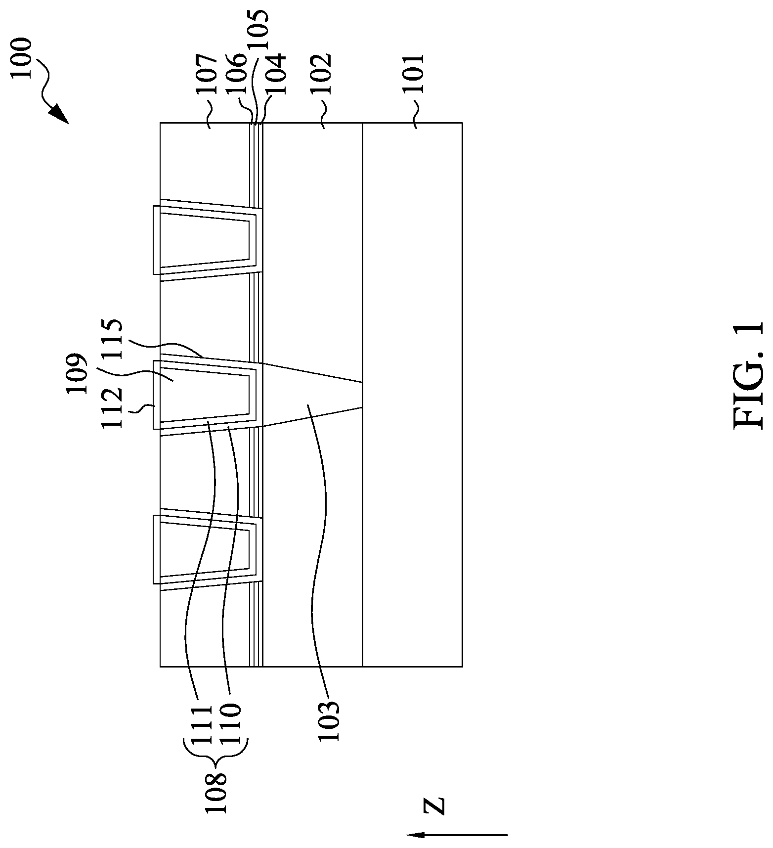 Patent US11776895 Figure 1 – Semiconductor structure and method for manufacturing the same